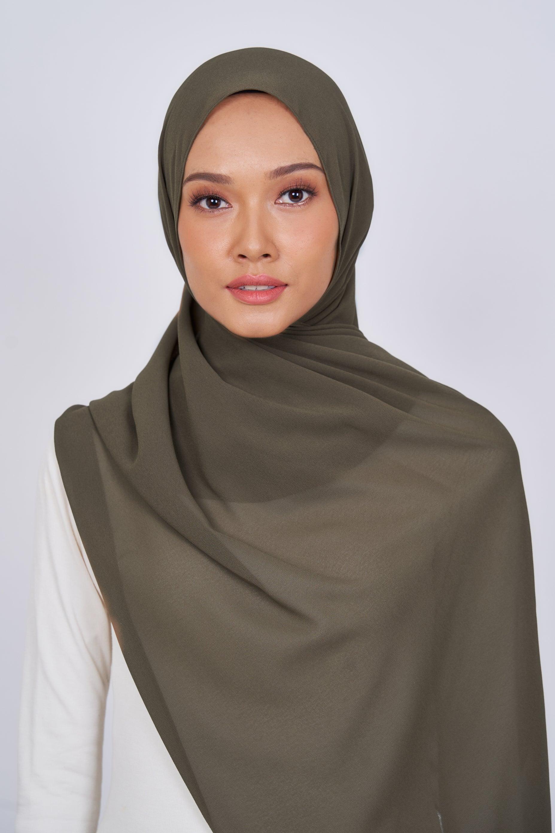 Women's Chiffon Shawl in Olive