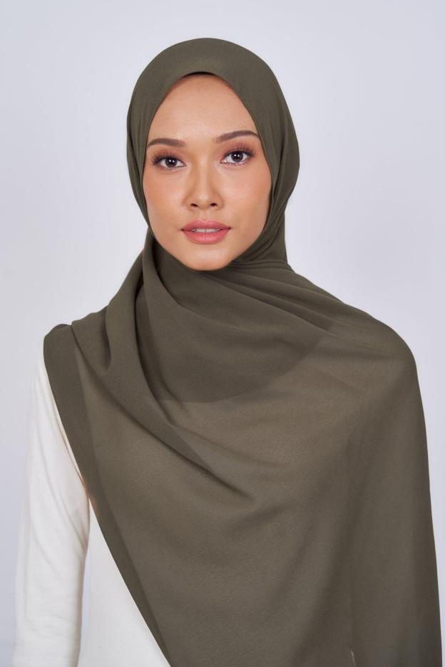 Women's Chiffon Shawl in Olive