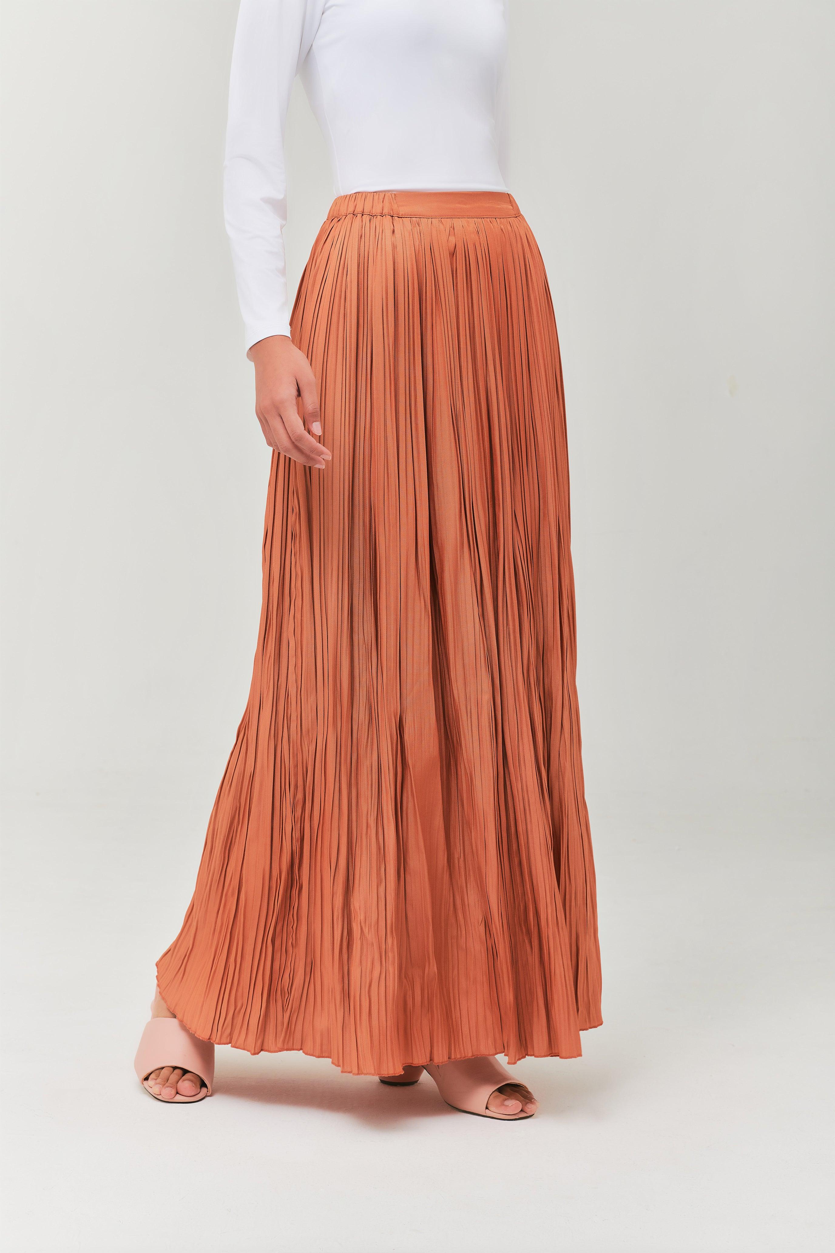 Brown Pleated Skirt - Mimpikita