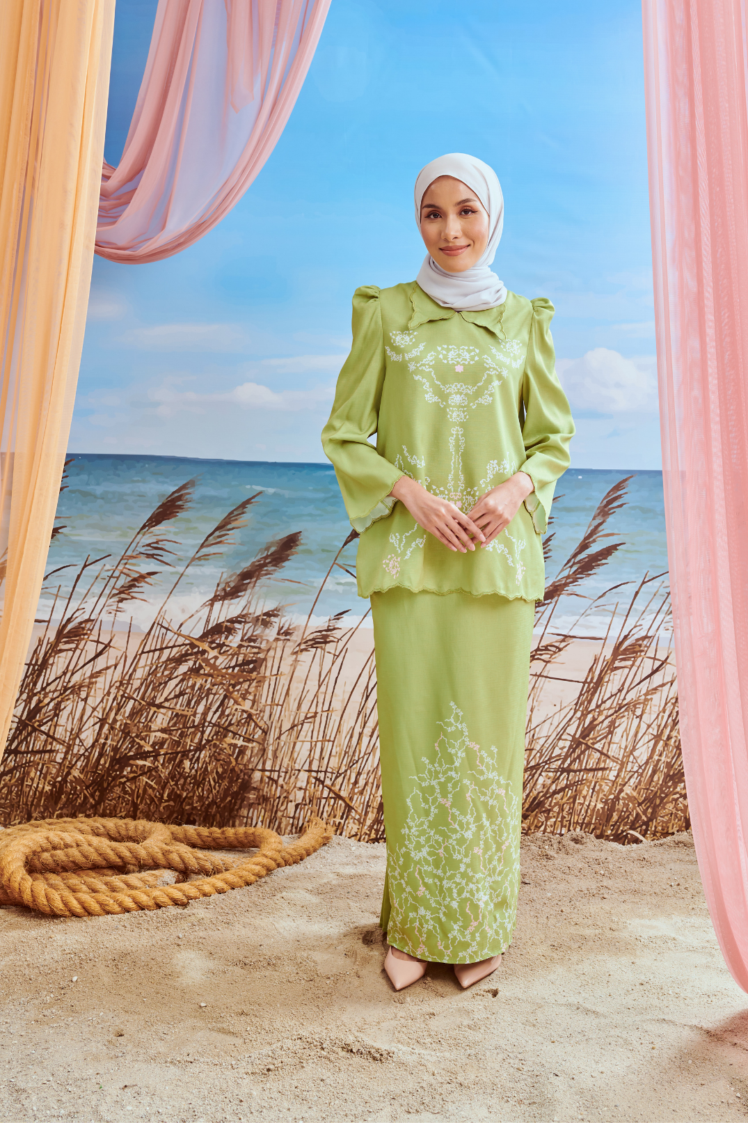 Arianna Lime Green Collared Baju Kurung 