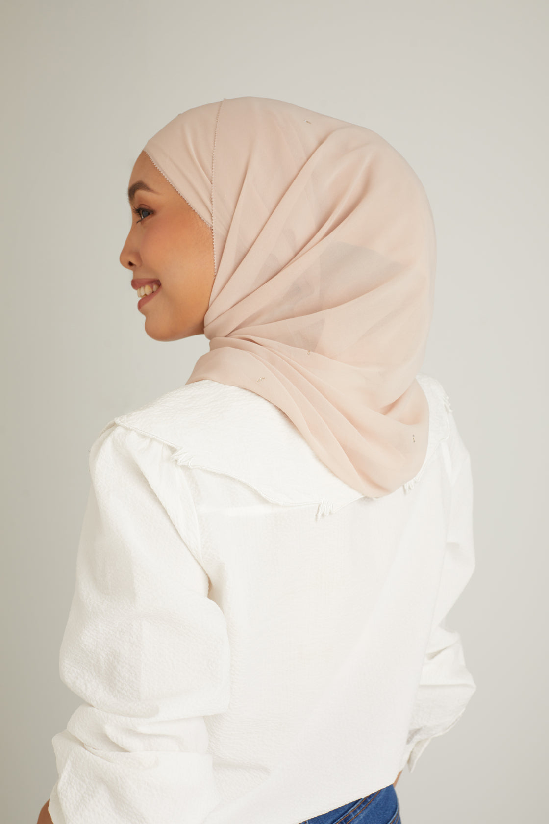 Cacia Soft Nude Chiffon Shawl