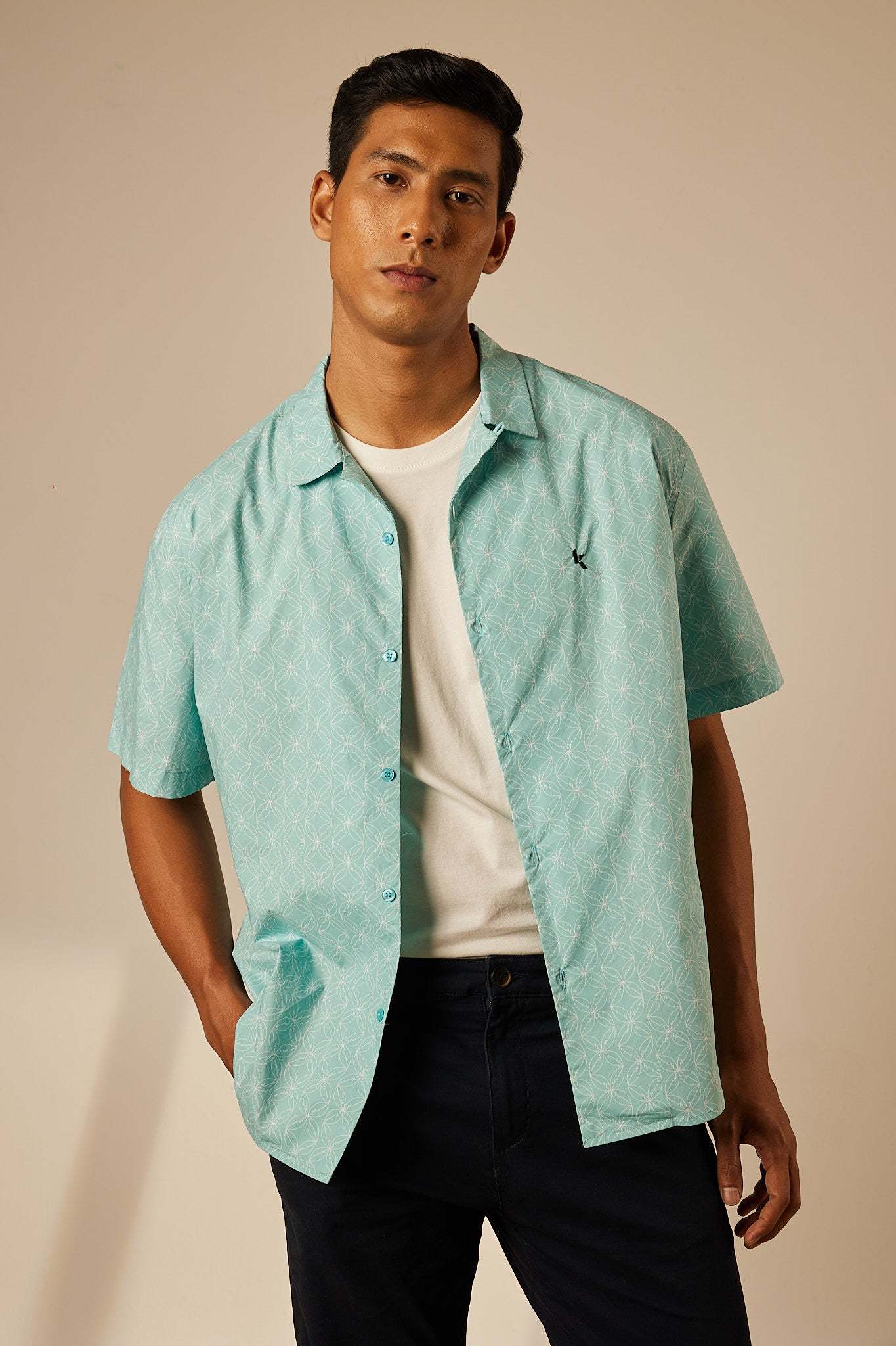 Andika Baby Blue Collared Button-Up Shirt - Men's