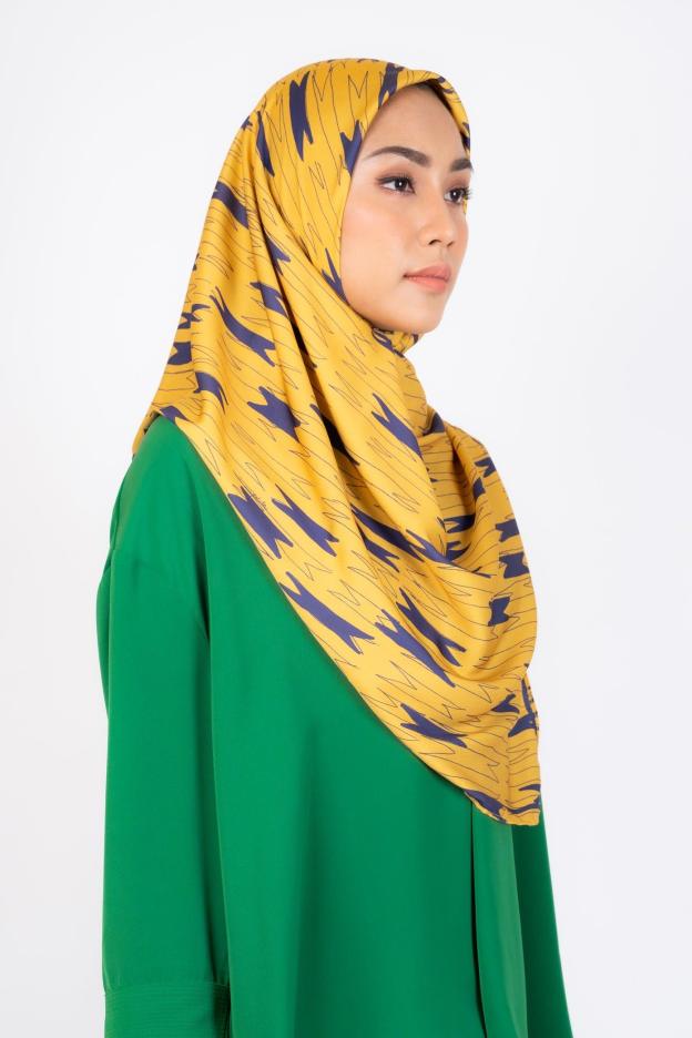 Miu Yellow Satin Square Scarf