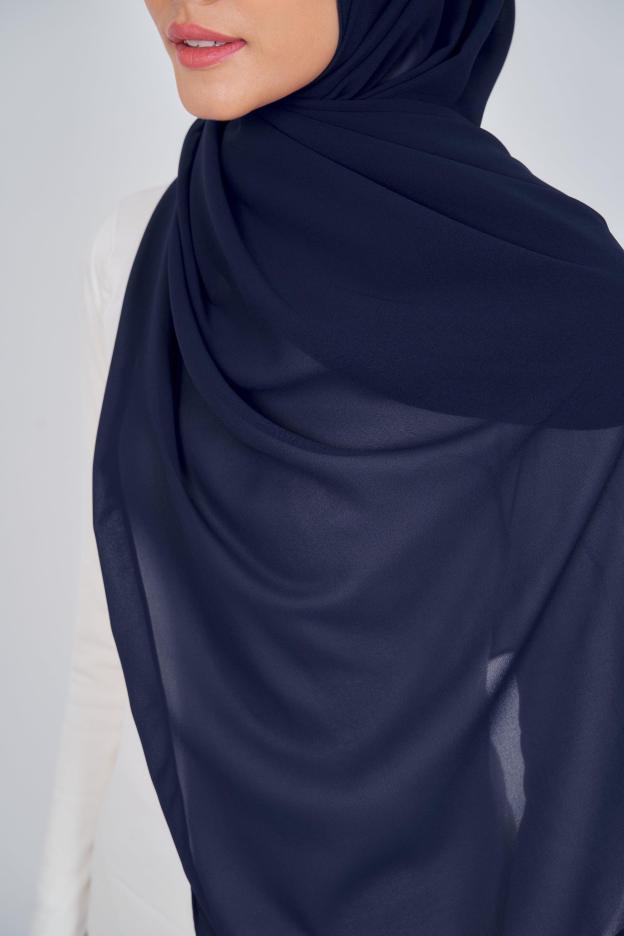 Women's Chiffon Shawl in Navy Blue