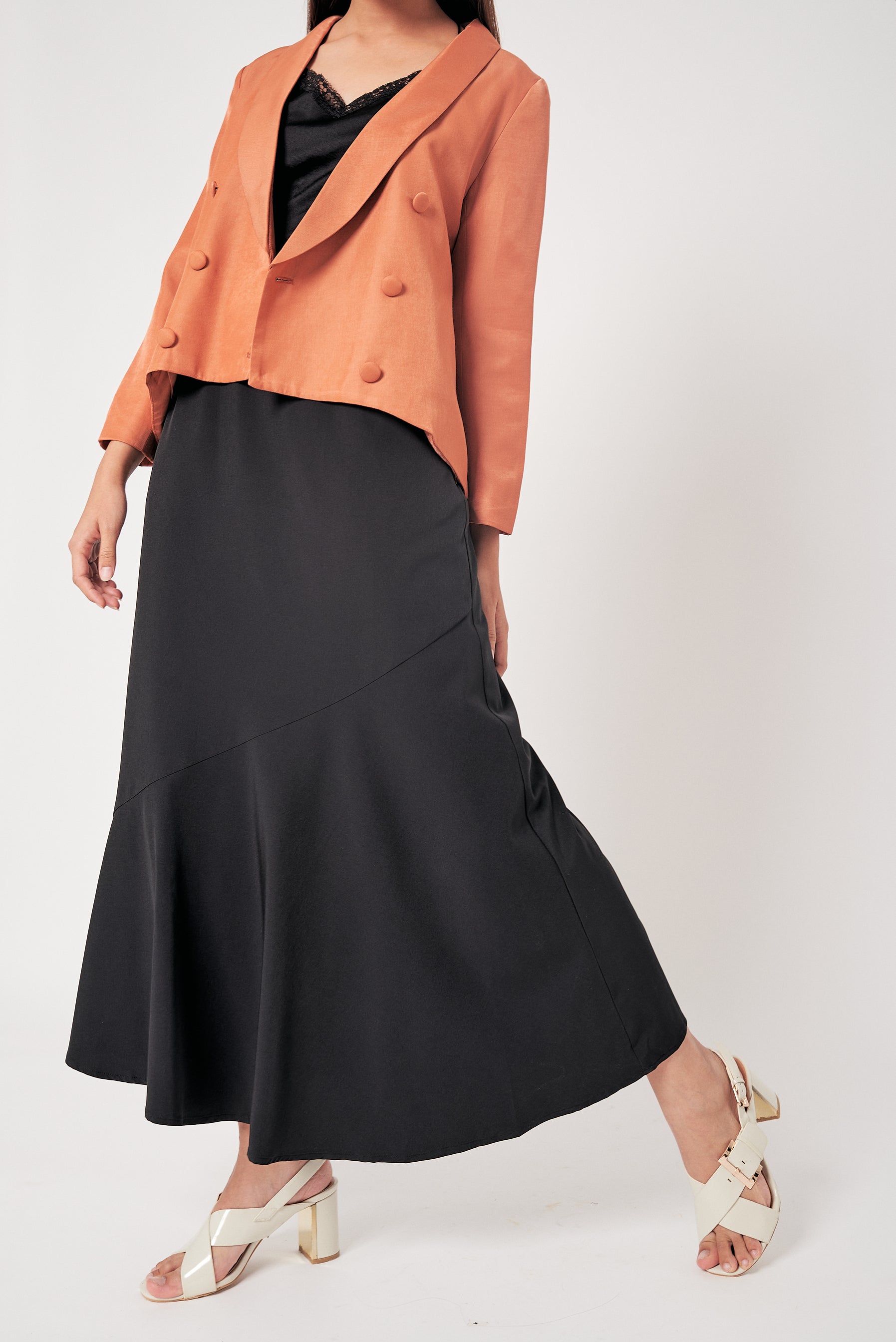 Black Side Bias Skirt
