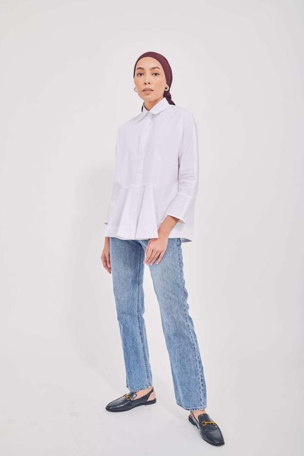 White Cotton Flare Top - Mimpikita