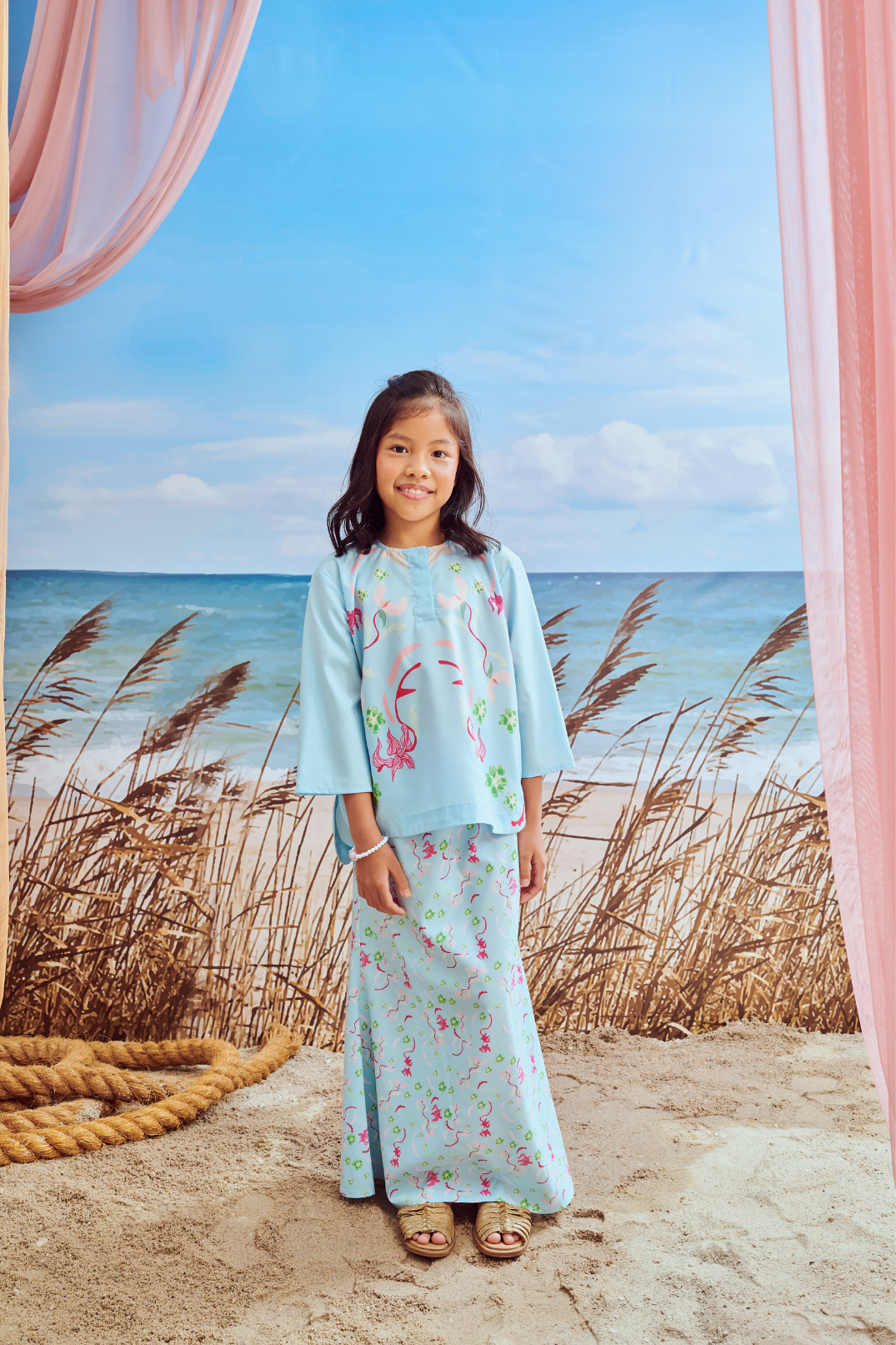 Mini Hanna Soft Blue Baju Kurung