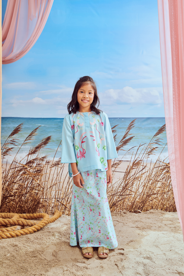 Mini Hanna Soft Blue Baju Kurung