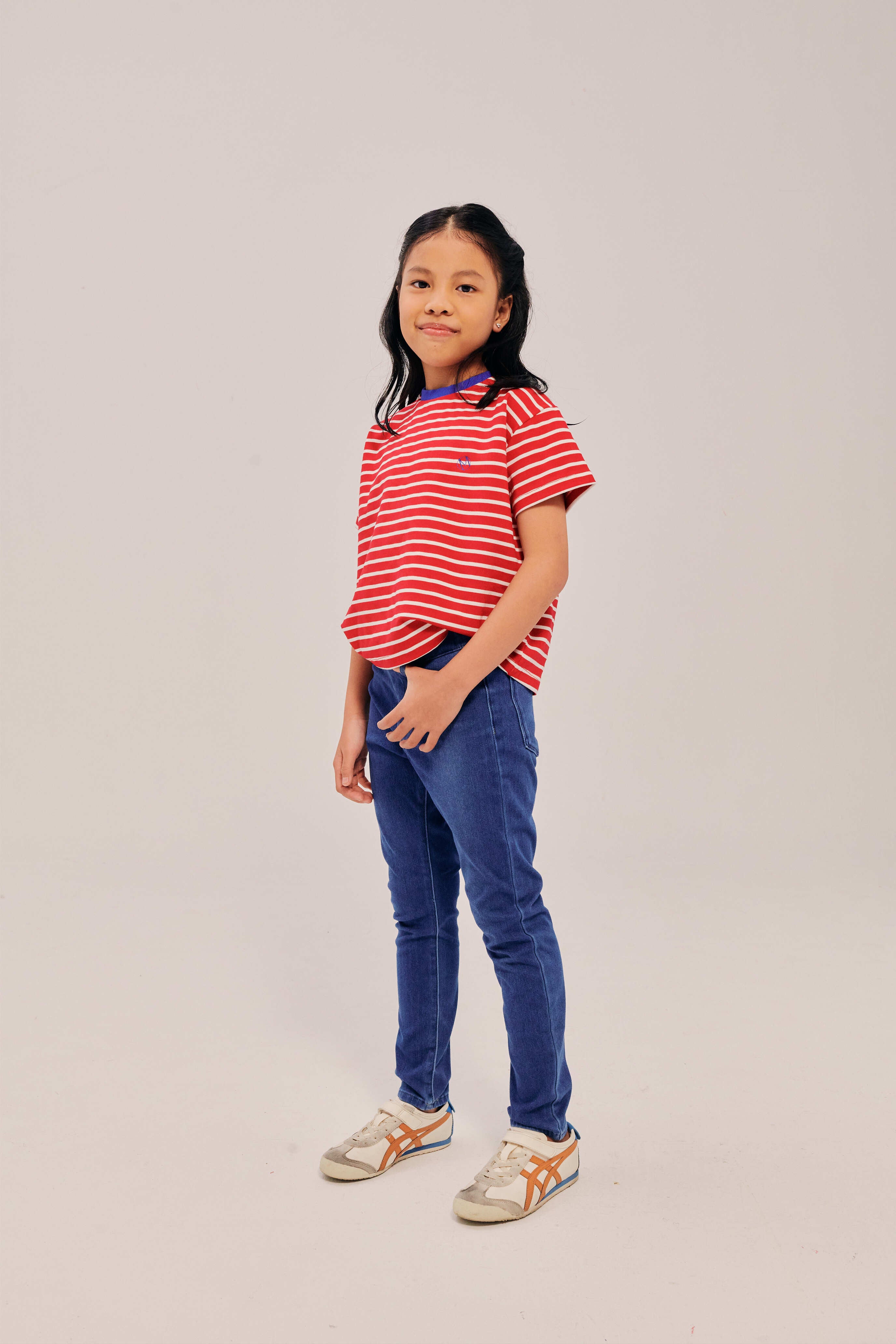 Mini Classic Embroidered Red and White Striped Shirt
