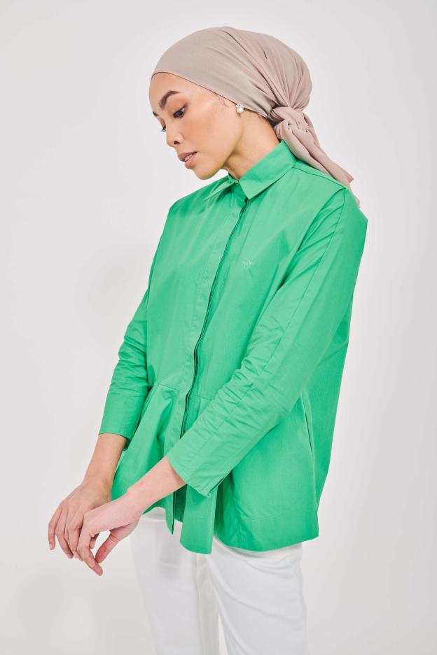 Green Cotton Flare Top - Mimpikita