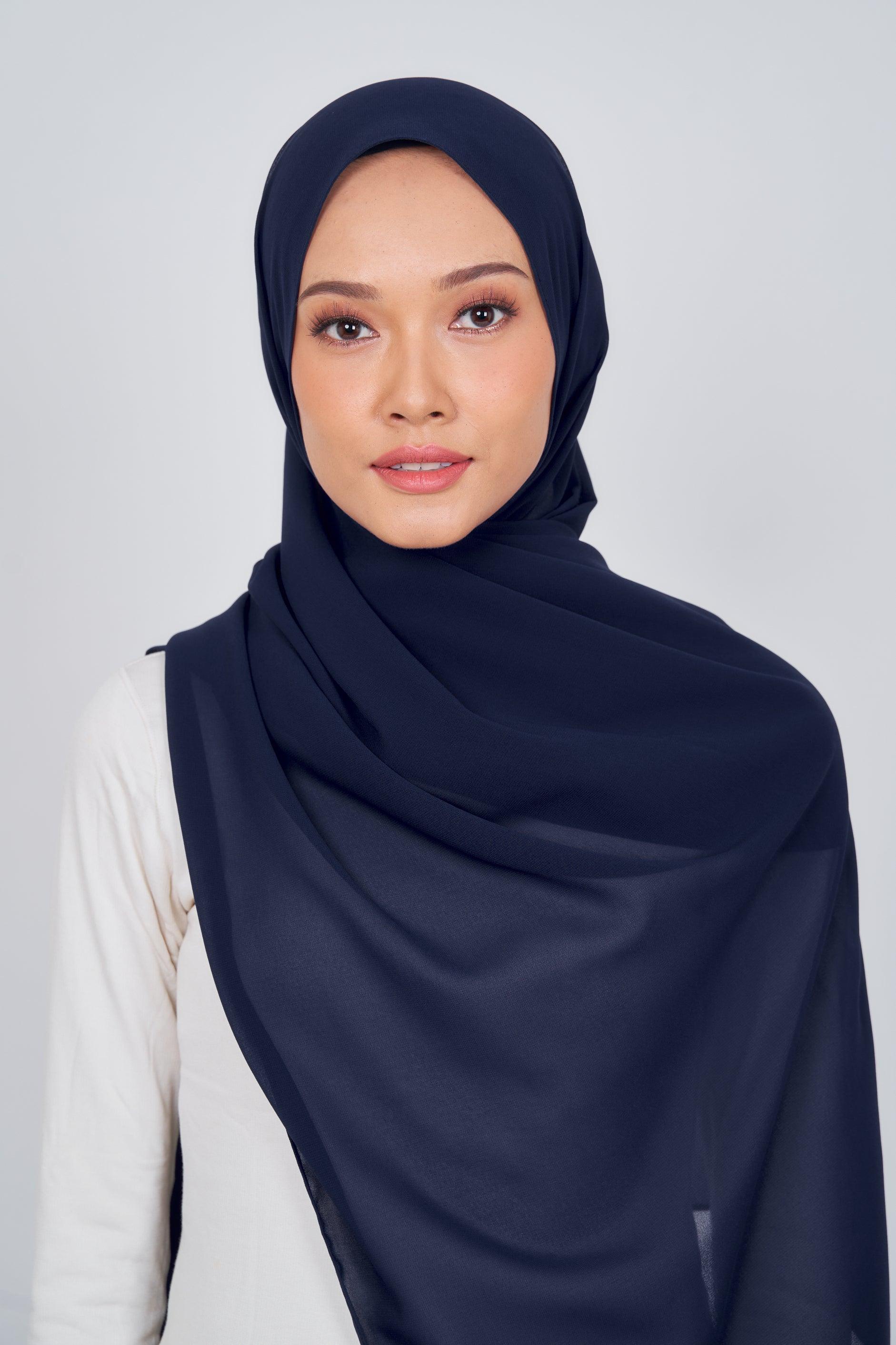 Women's Chiffon Shawl in Navy Blue