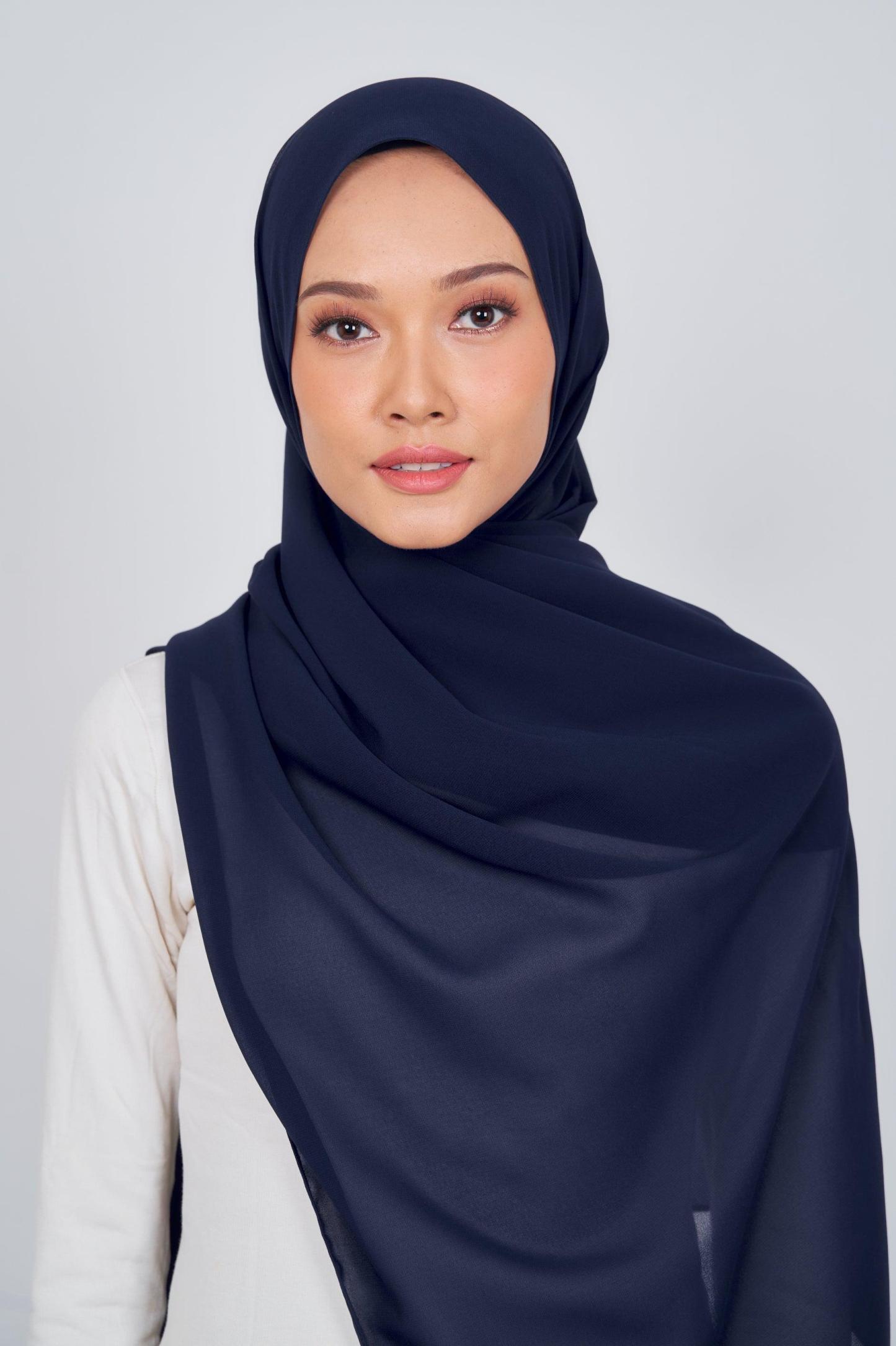 Women's Chiffon Shawl in Navy Blue