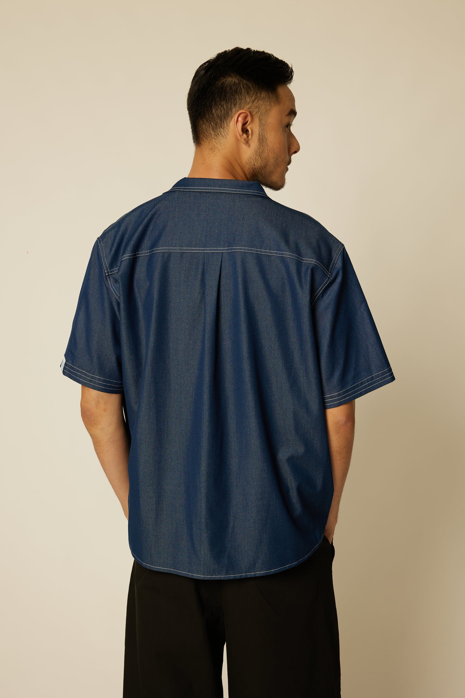 Men's Relaxed Denim Shirt - Dark Blue