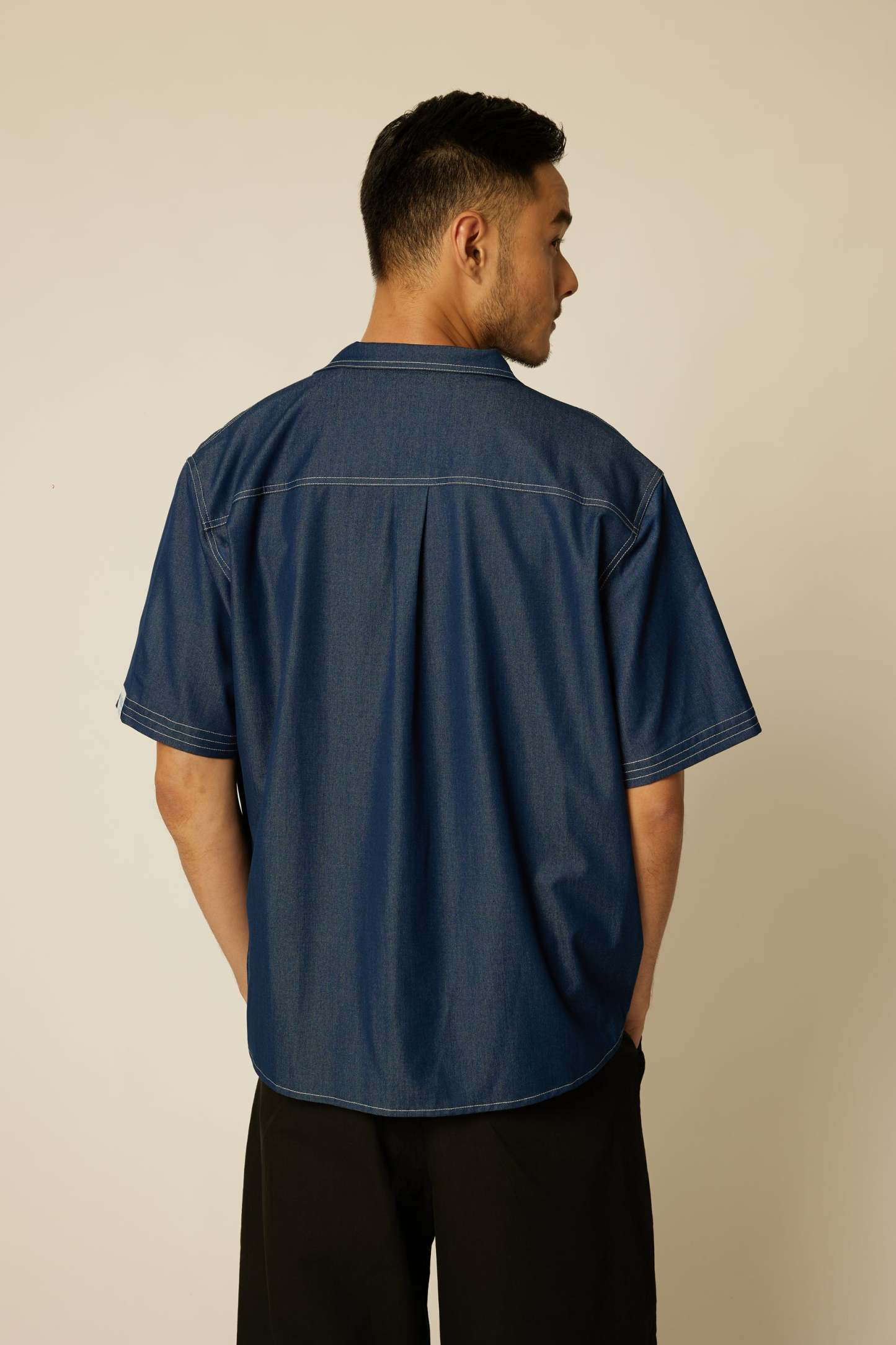 Men's Relaxed Denim Shirt - Dark Blue