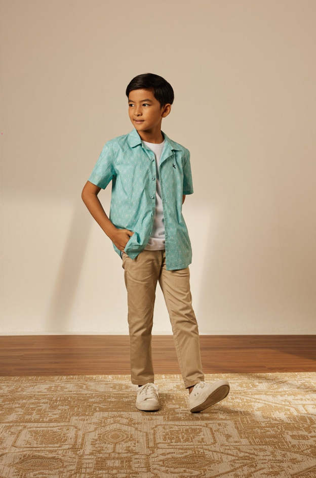 Mini Andika Baby Blue Collared Button-Up Shirt