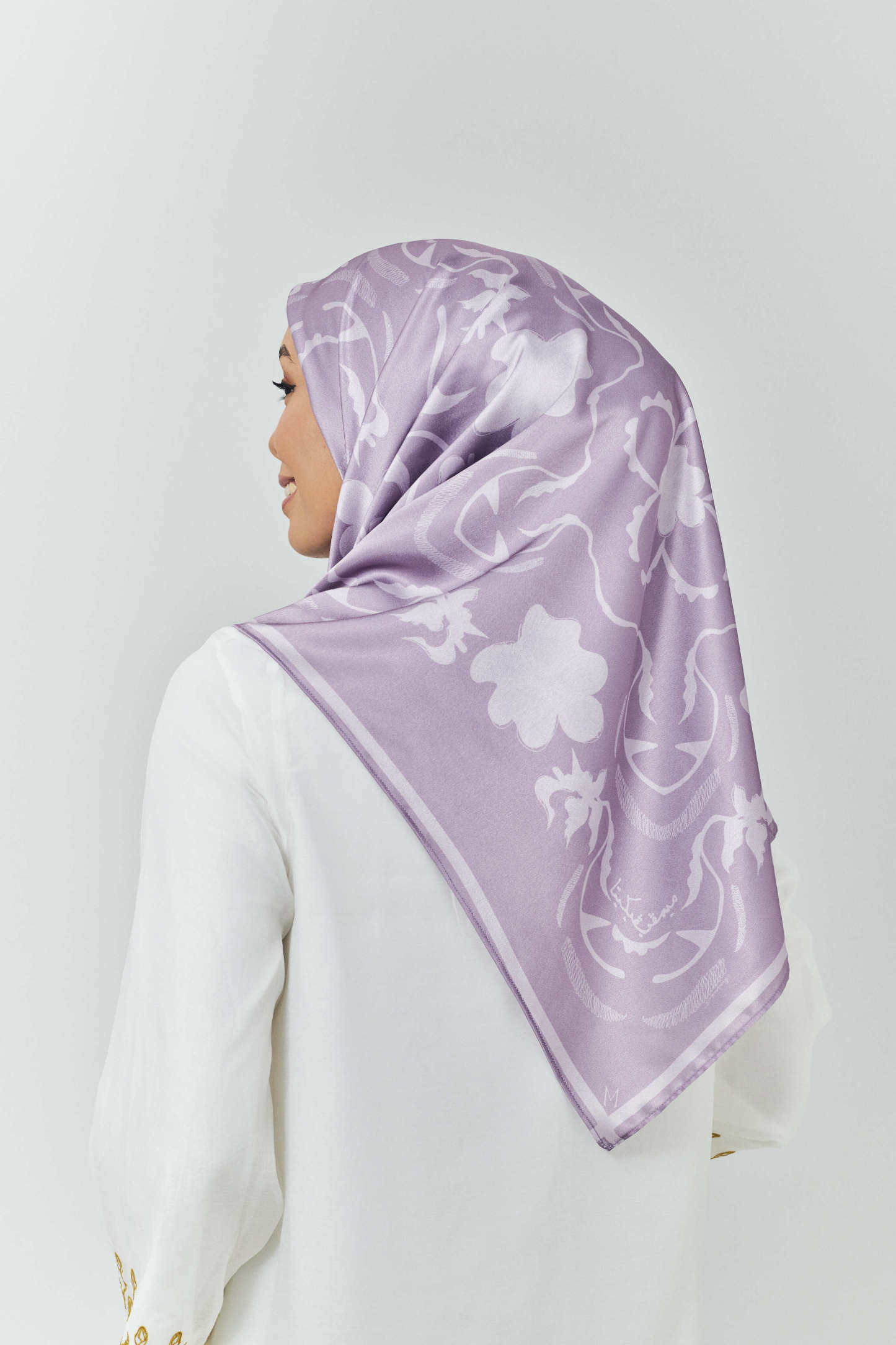Hanna Purple Satin Square Scarf