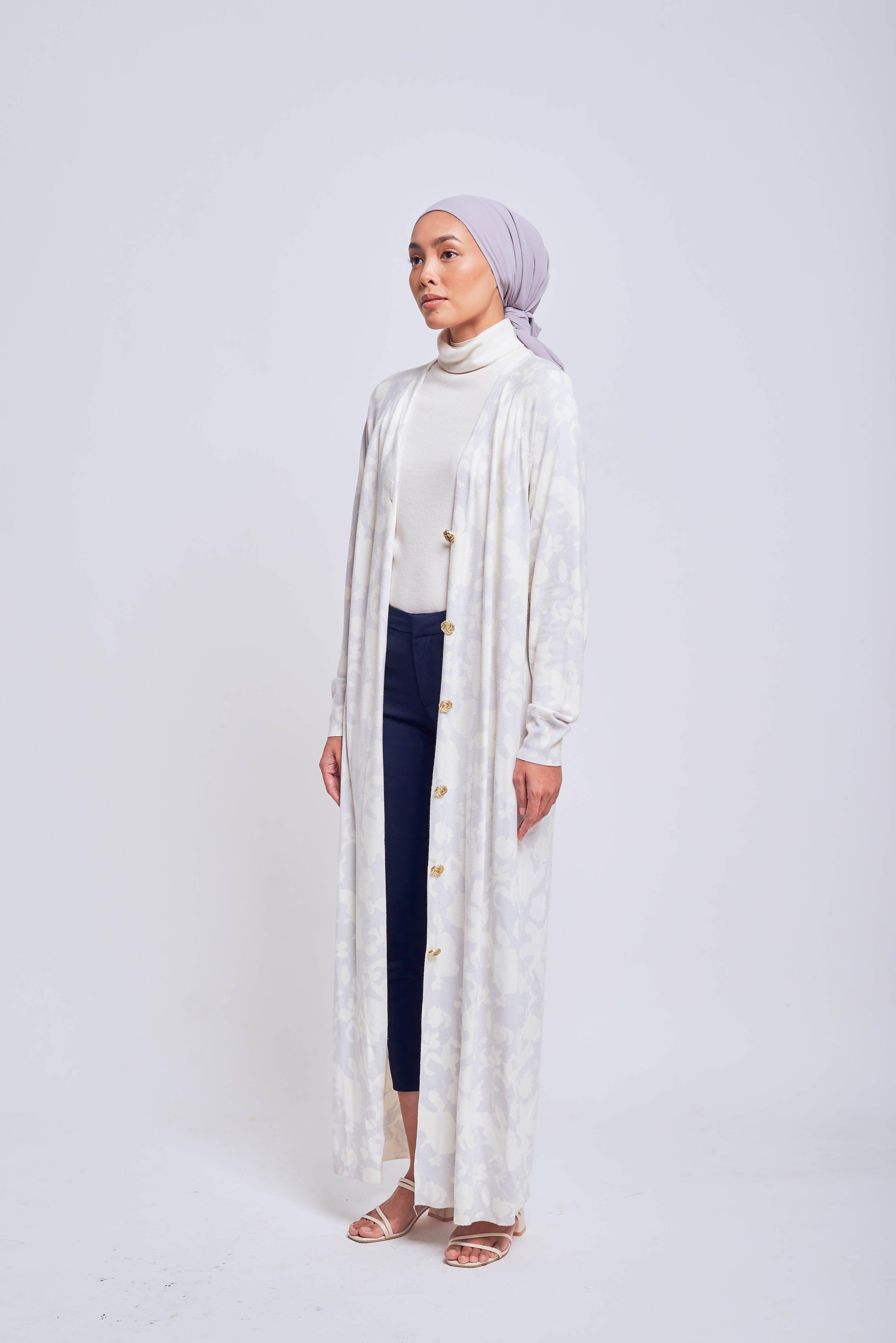 Daffodil Long Greyish Blue Cardigan - Mimpikita