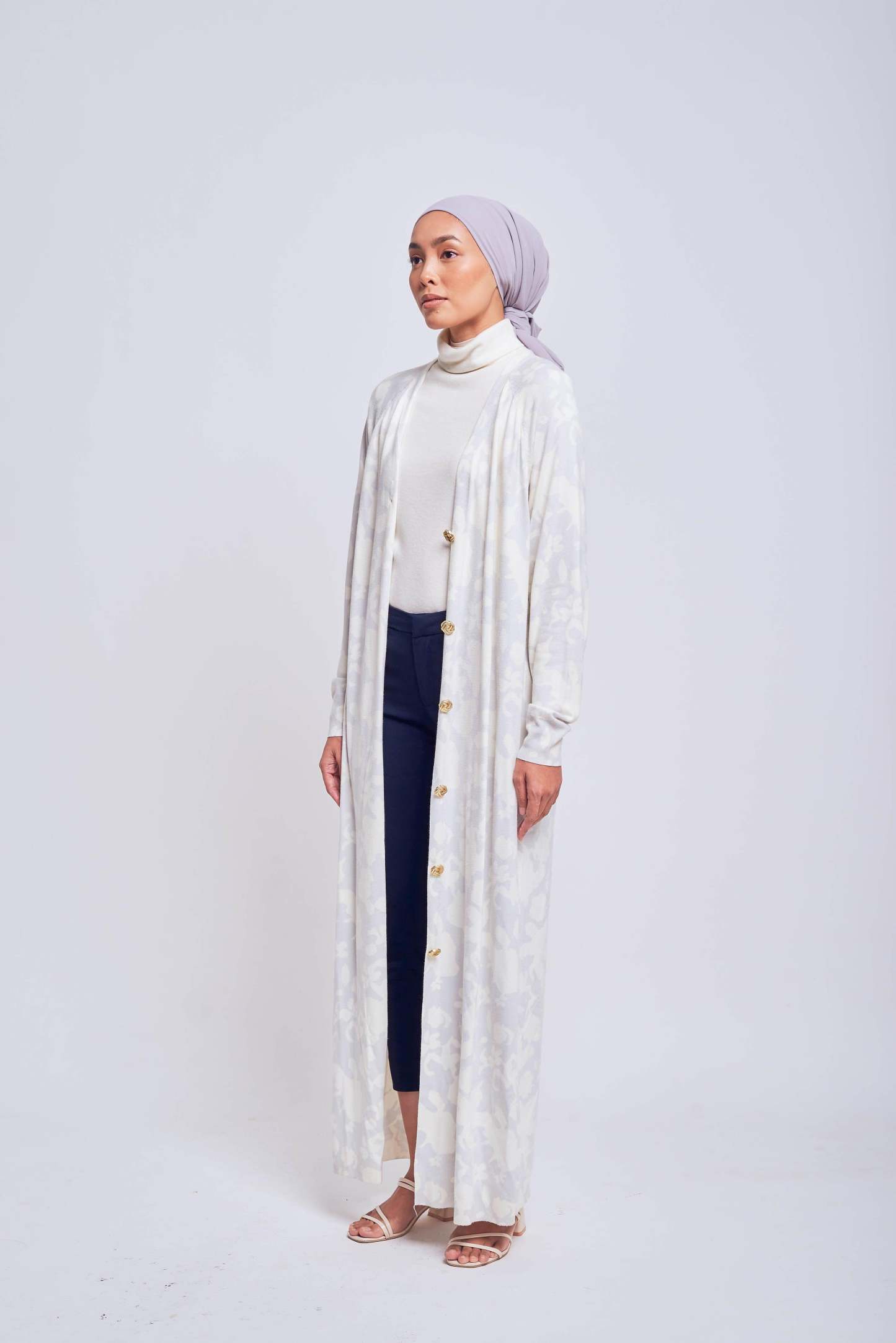 Daffodil Long Greyish Blue Cardigan - Mimpikita
