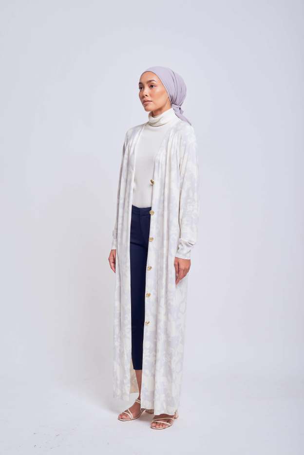 Daffodil Long Greyish Blue Cardigan - Mimpikita