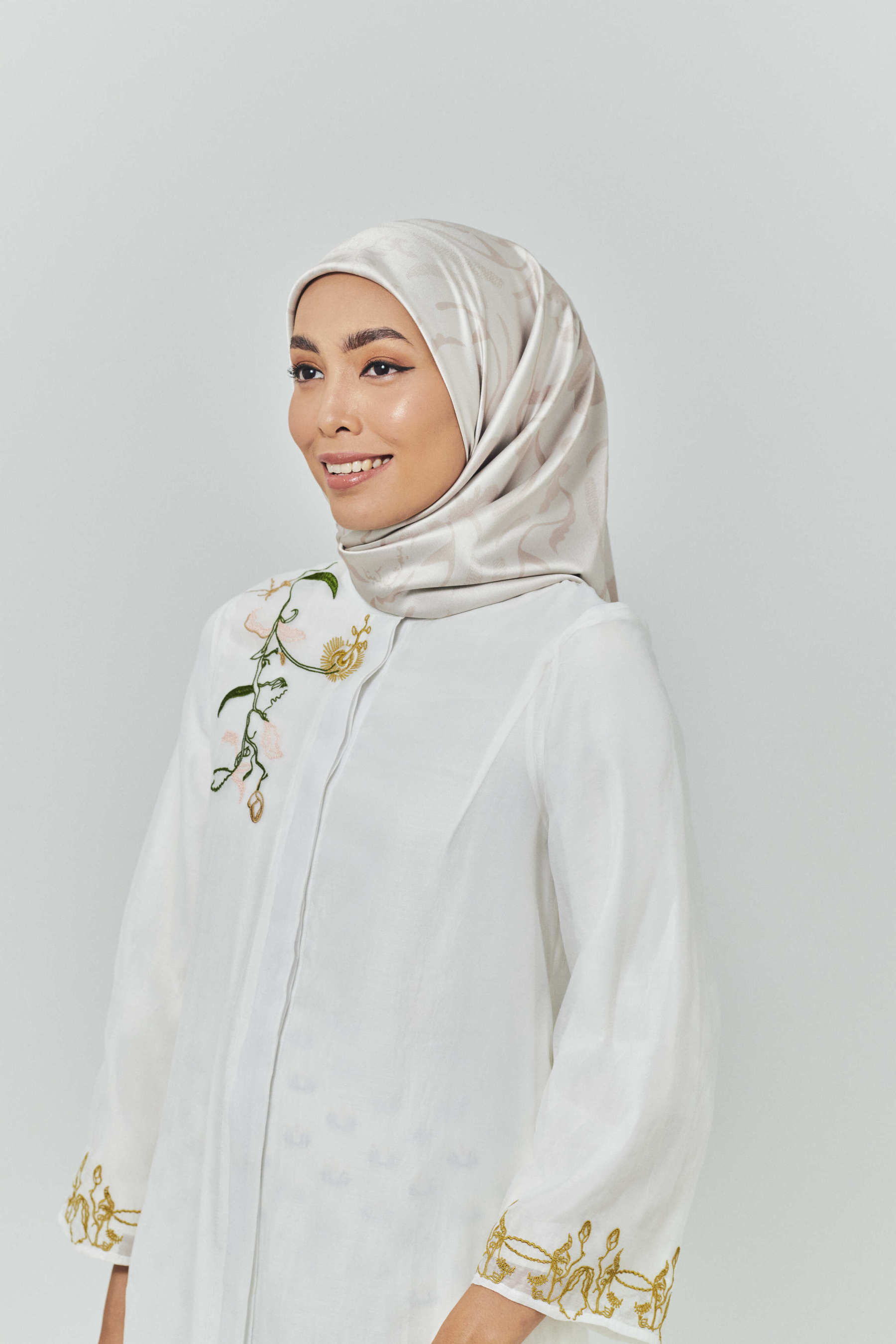 Hanna Champagne Satin Square Scarf