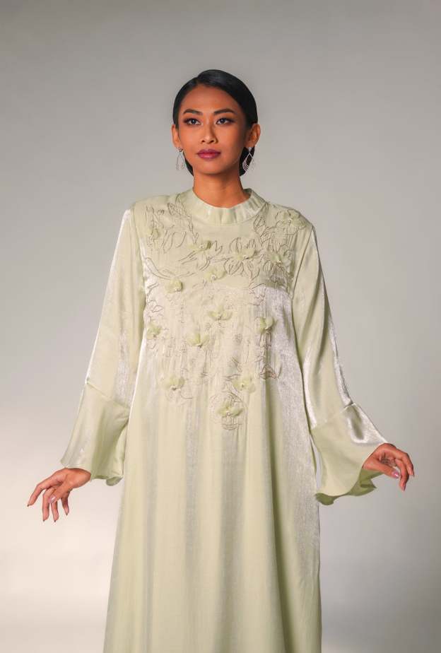 Nayla Mint Green Floral Abaya Set