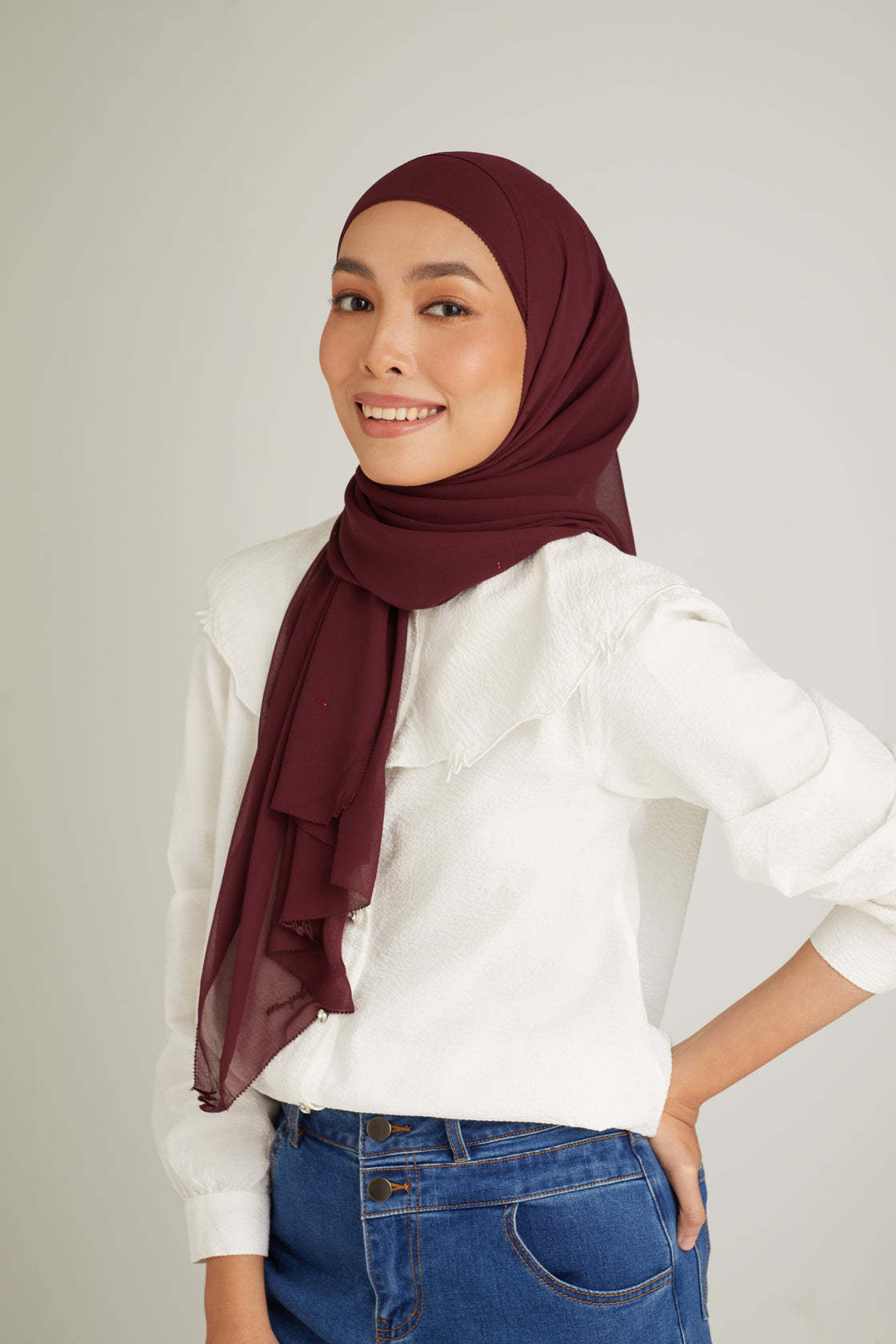 Cacia Plum Chiffon Shawl