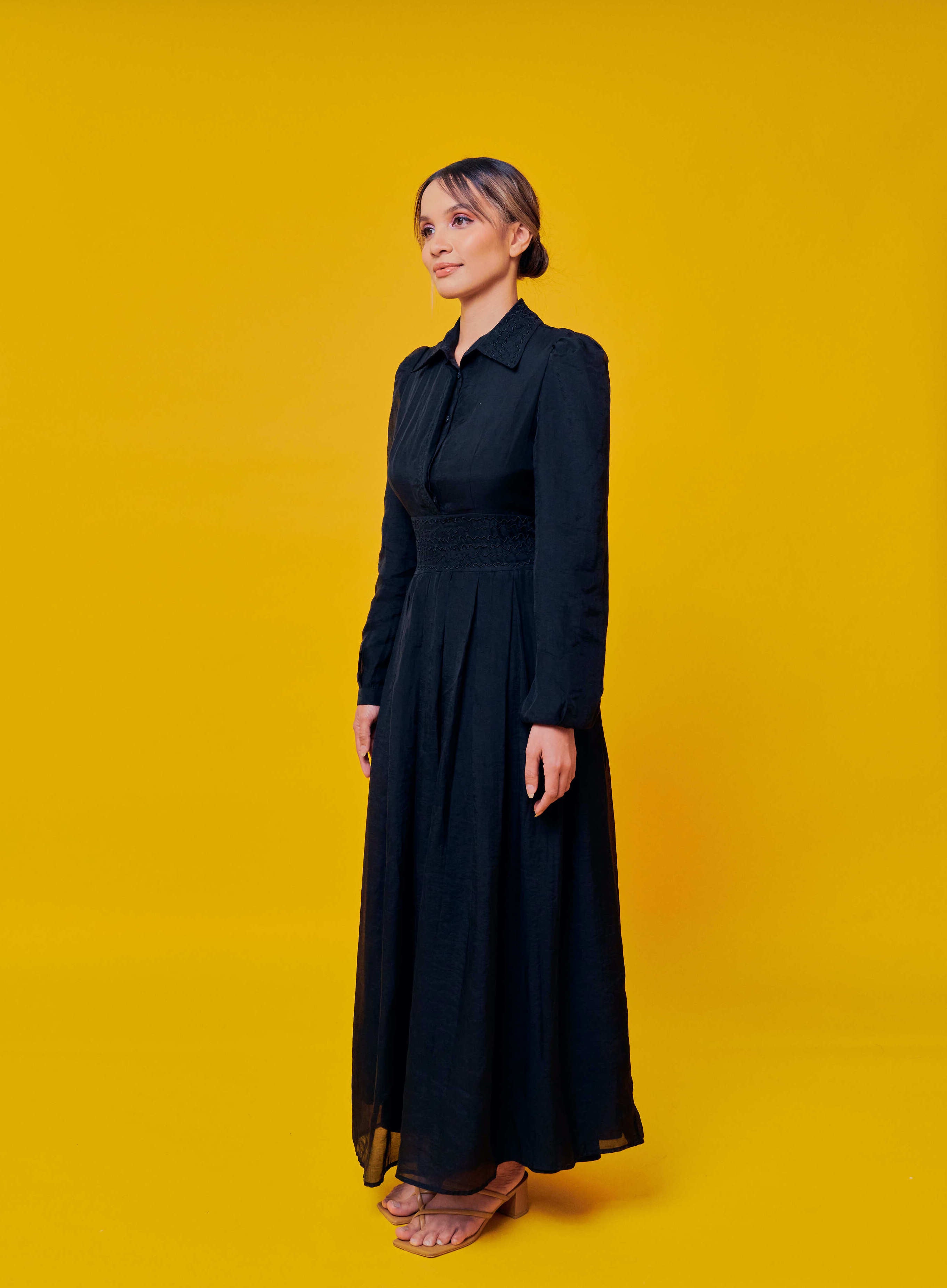 Odilia Black Collared Dress