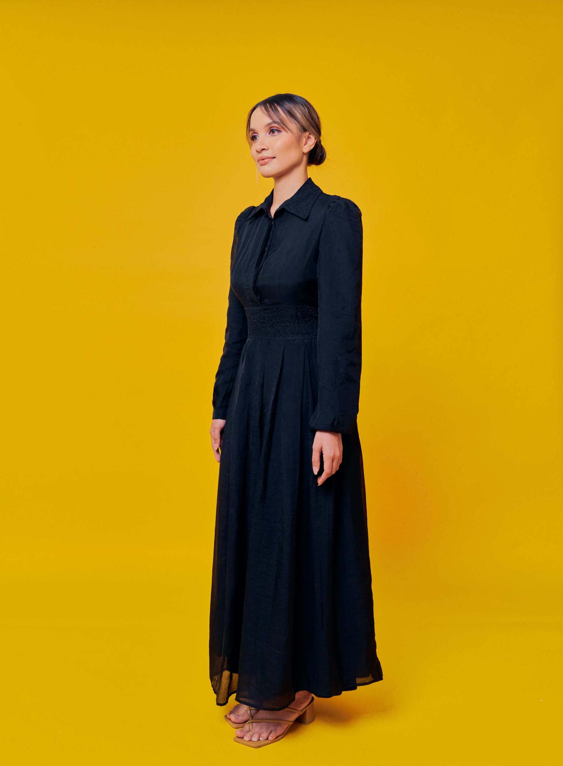 Odilia Black Collared Dress