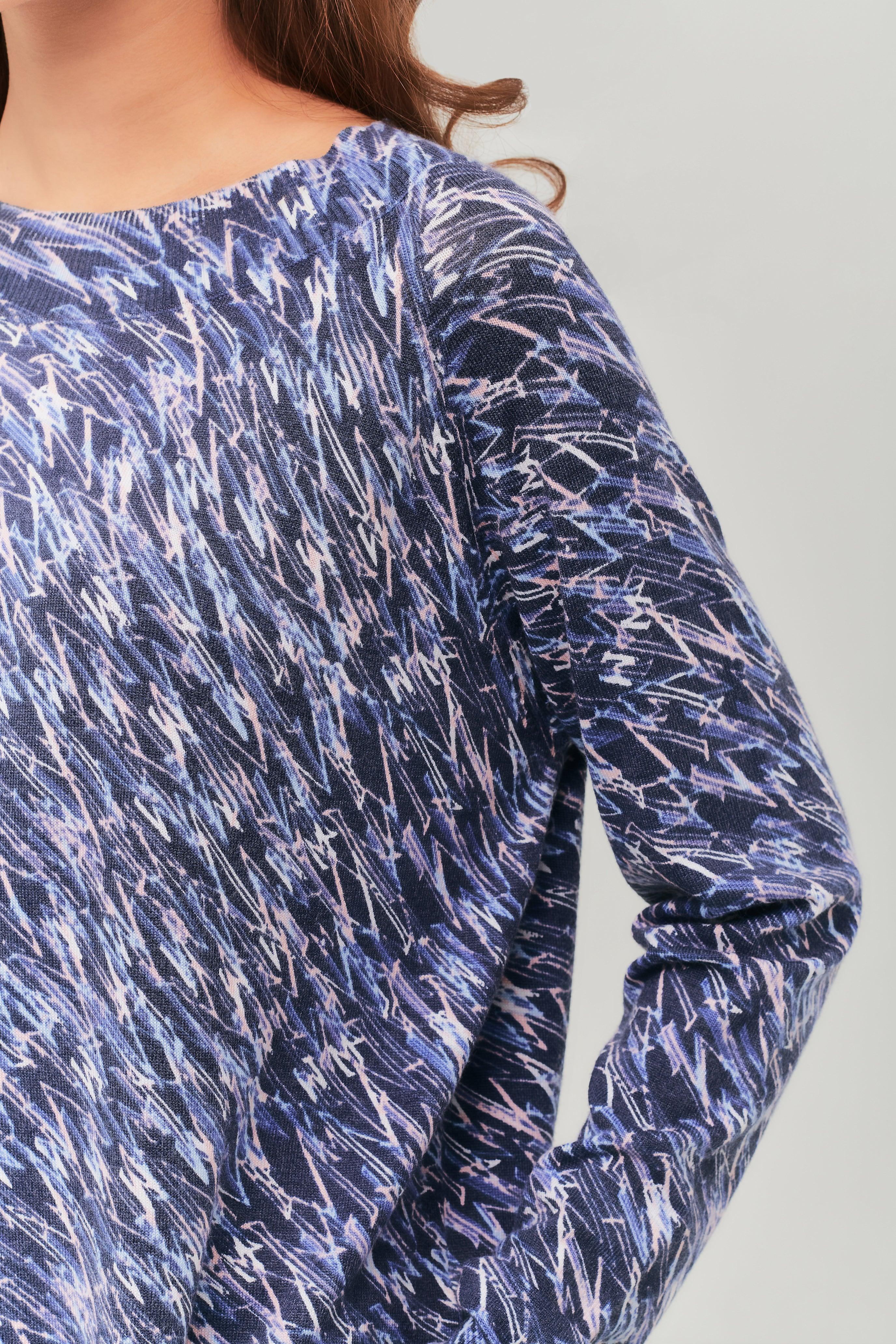 Maeve Navy Blue High Neck Wool Top