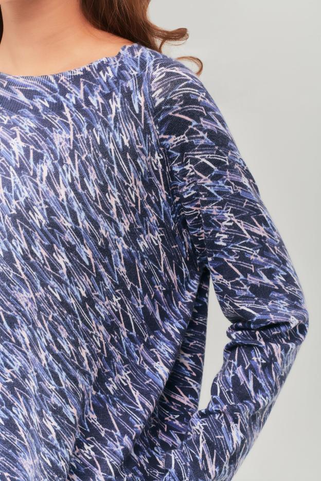 Maeve Navy Blue High Neck Wool Top