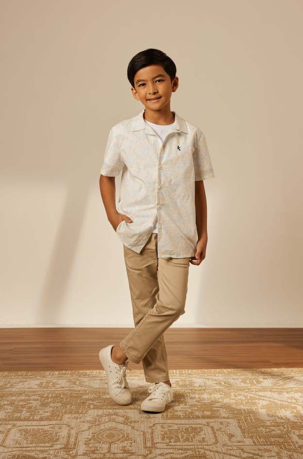 Mini Adi White Collared Button-Up Shirt