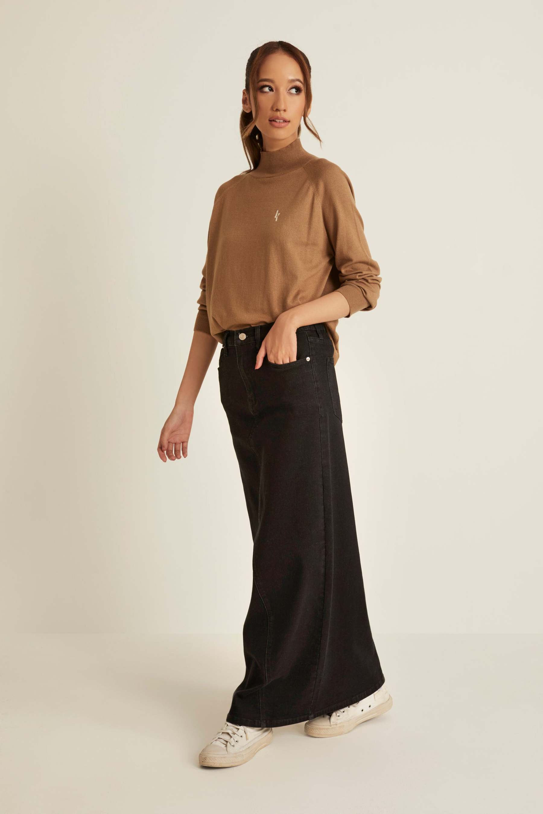 Aria Black Denim Skirt