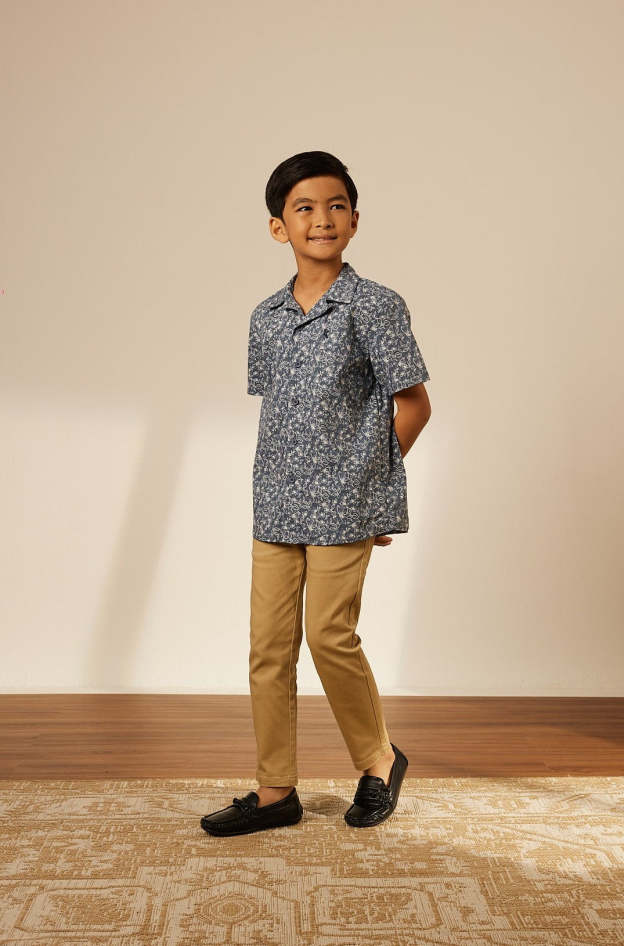 Mini Adi Navy Collared Button-Up Shirt