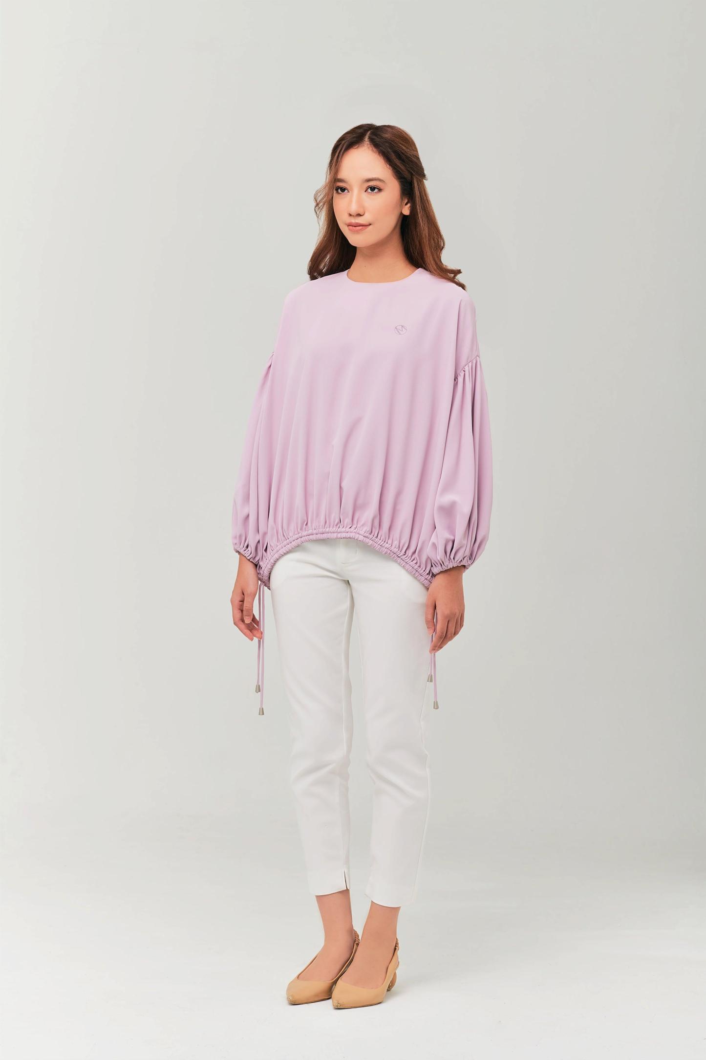 Maeve Lilac Color Balloon Sleeve Top