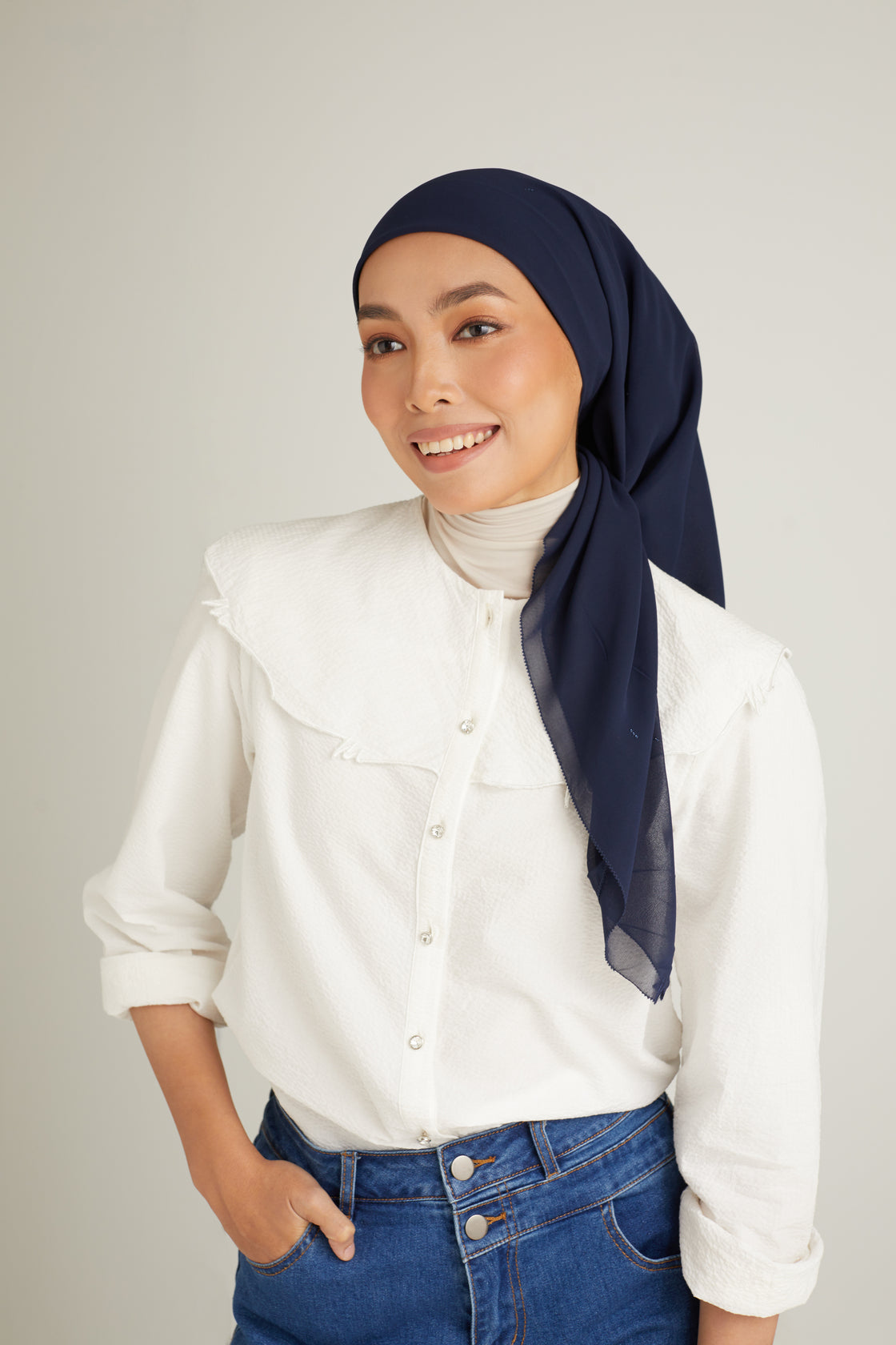 Clara Navy Blue Head Scarf
