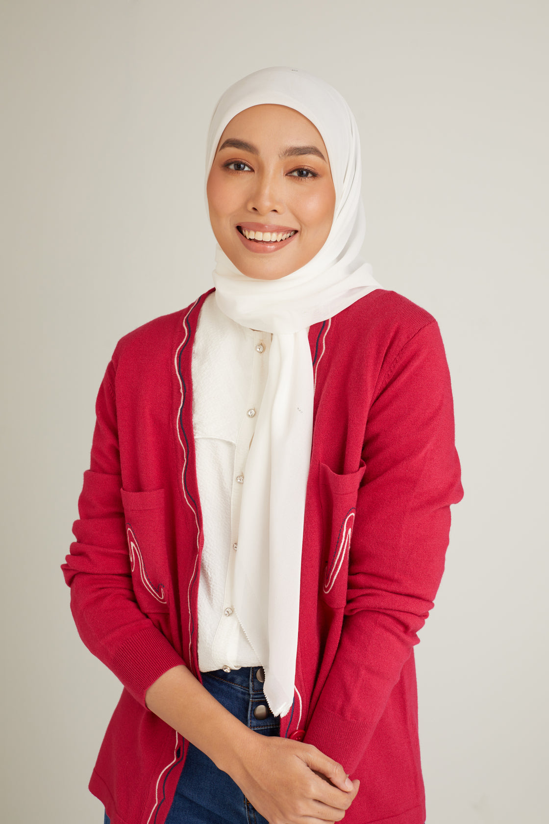 Clara Off White Head Scarf