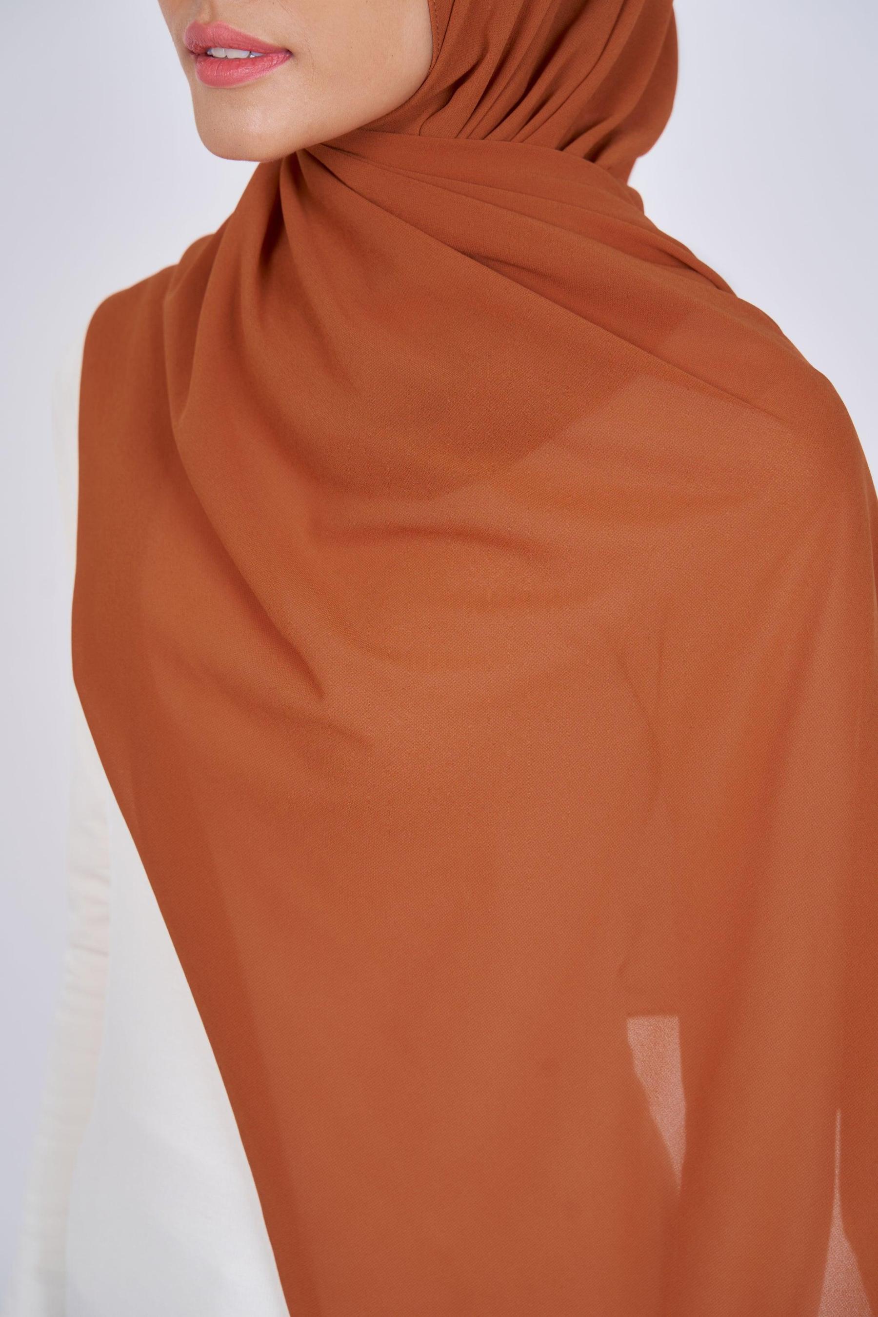 Women's Chiffon Shawl in Burnt Orange
