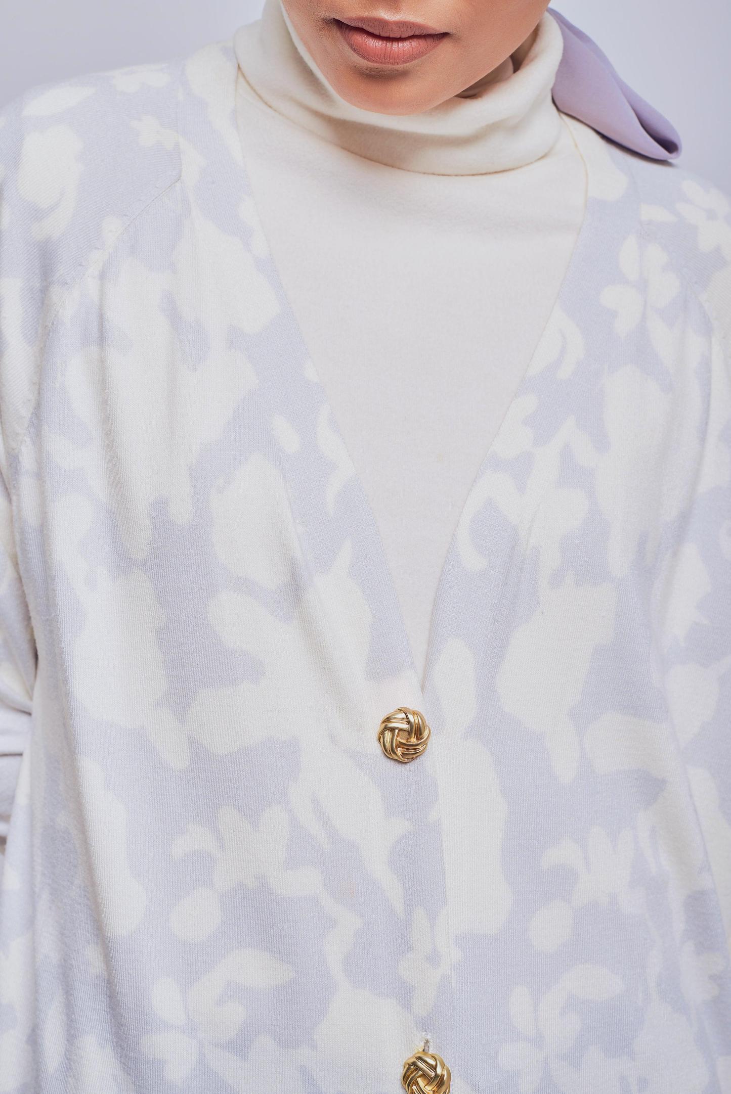 Daffodil Long Greyish Blue Cardigan - Mimpikita
