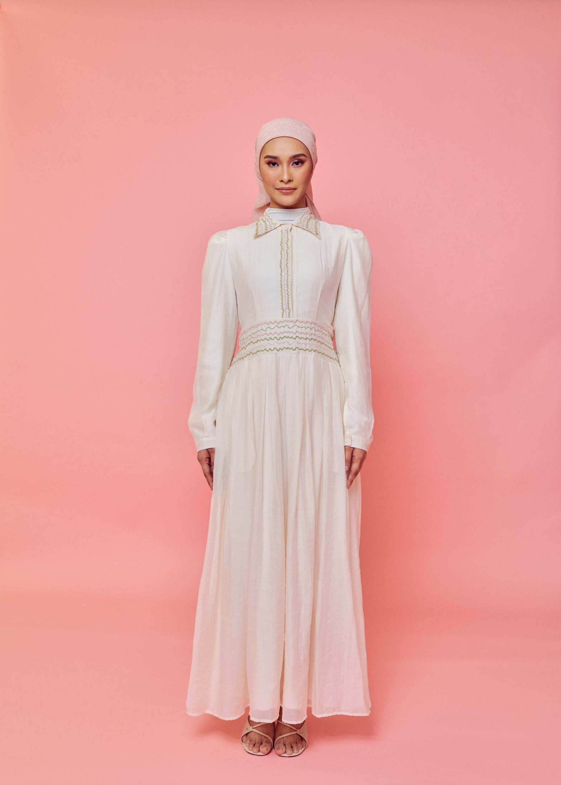 Odilia Ivory Collared Long Sleeve Dress