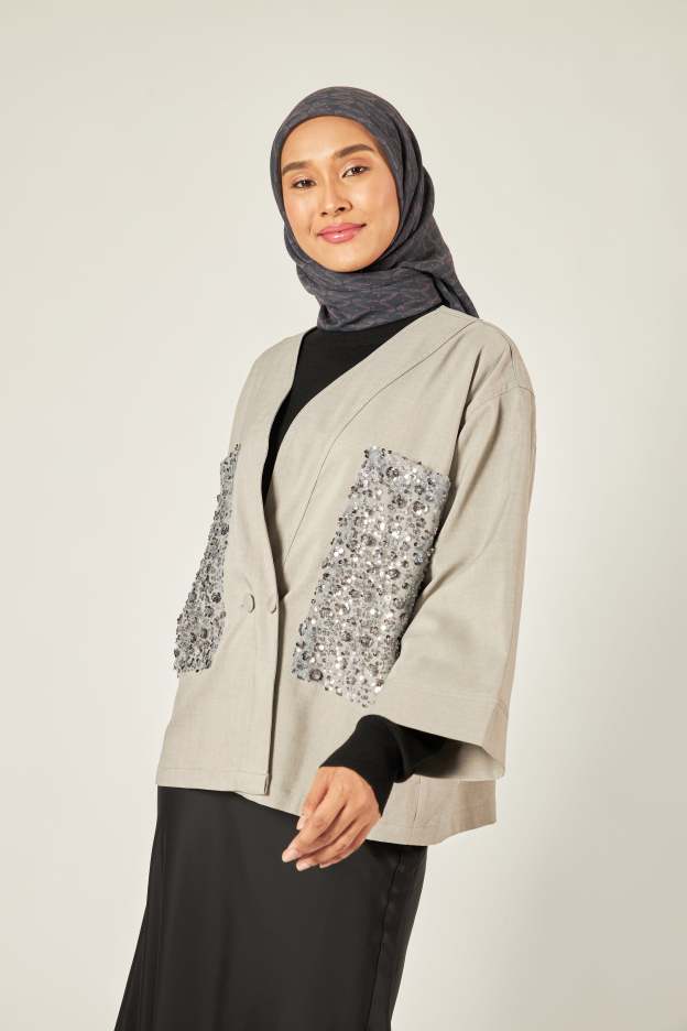 Lucille Grey Sequin Kimono