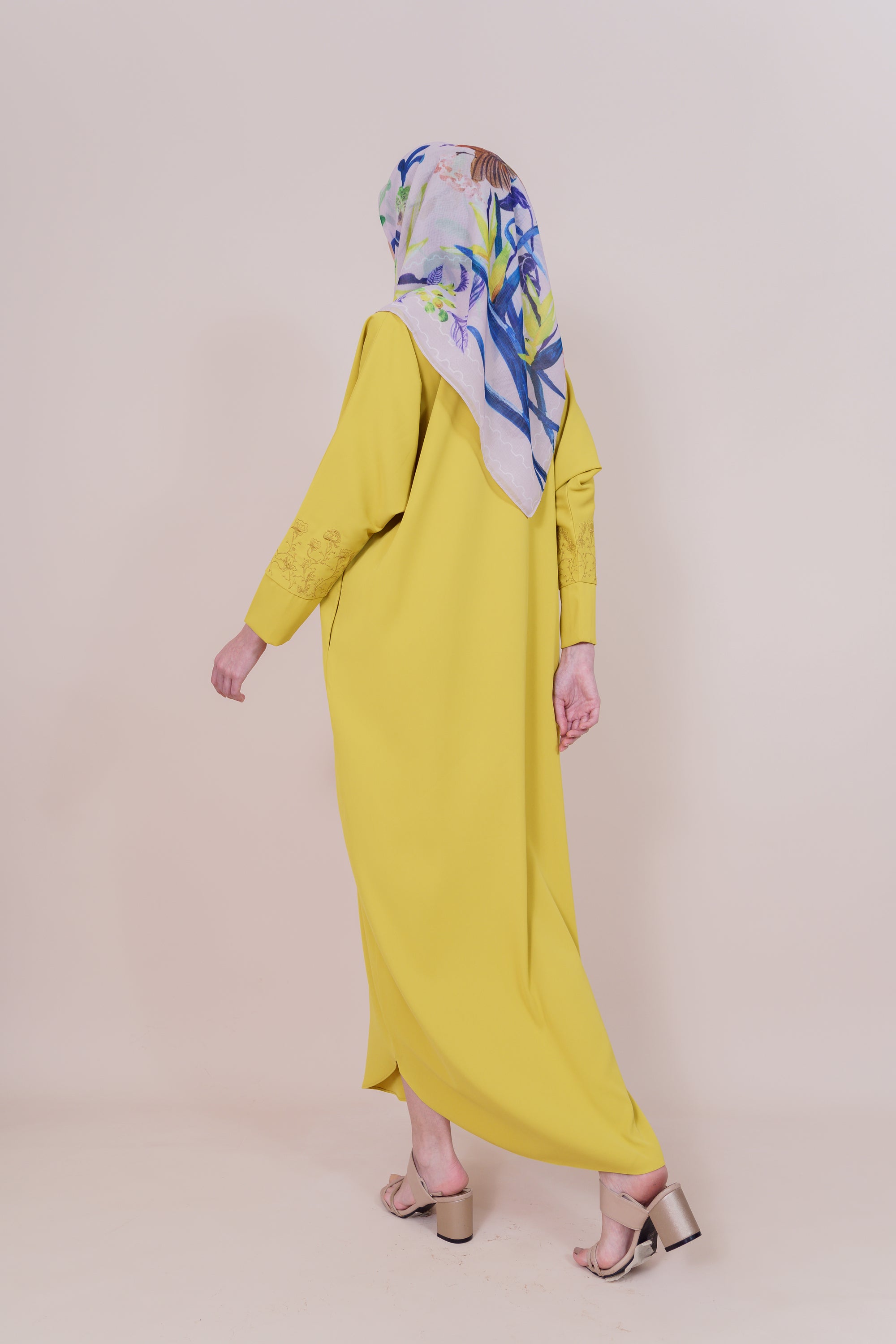Medina Embroidered Mustard Color Dress