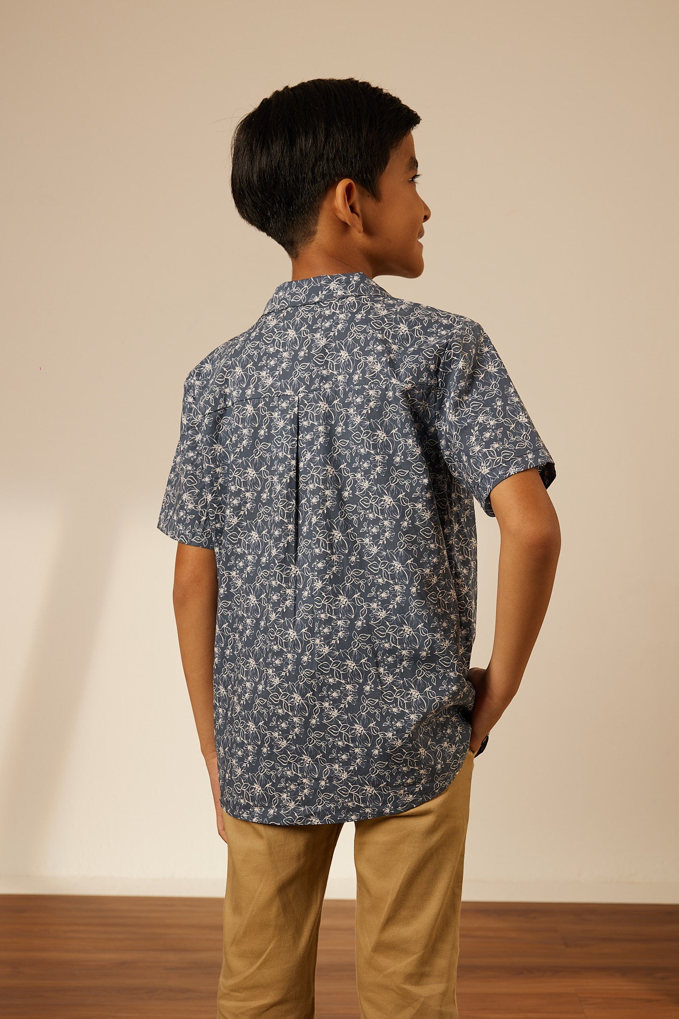 Mini Adi Navy Collared Button-Up Shirt