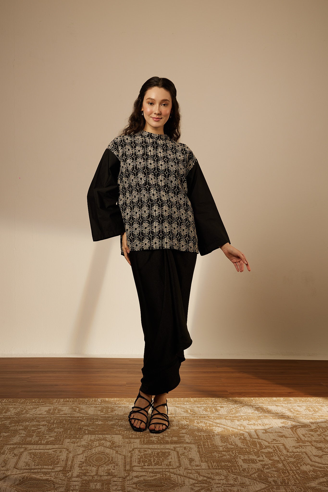 Maria Black Lace Top With Pareo Skirt