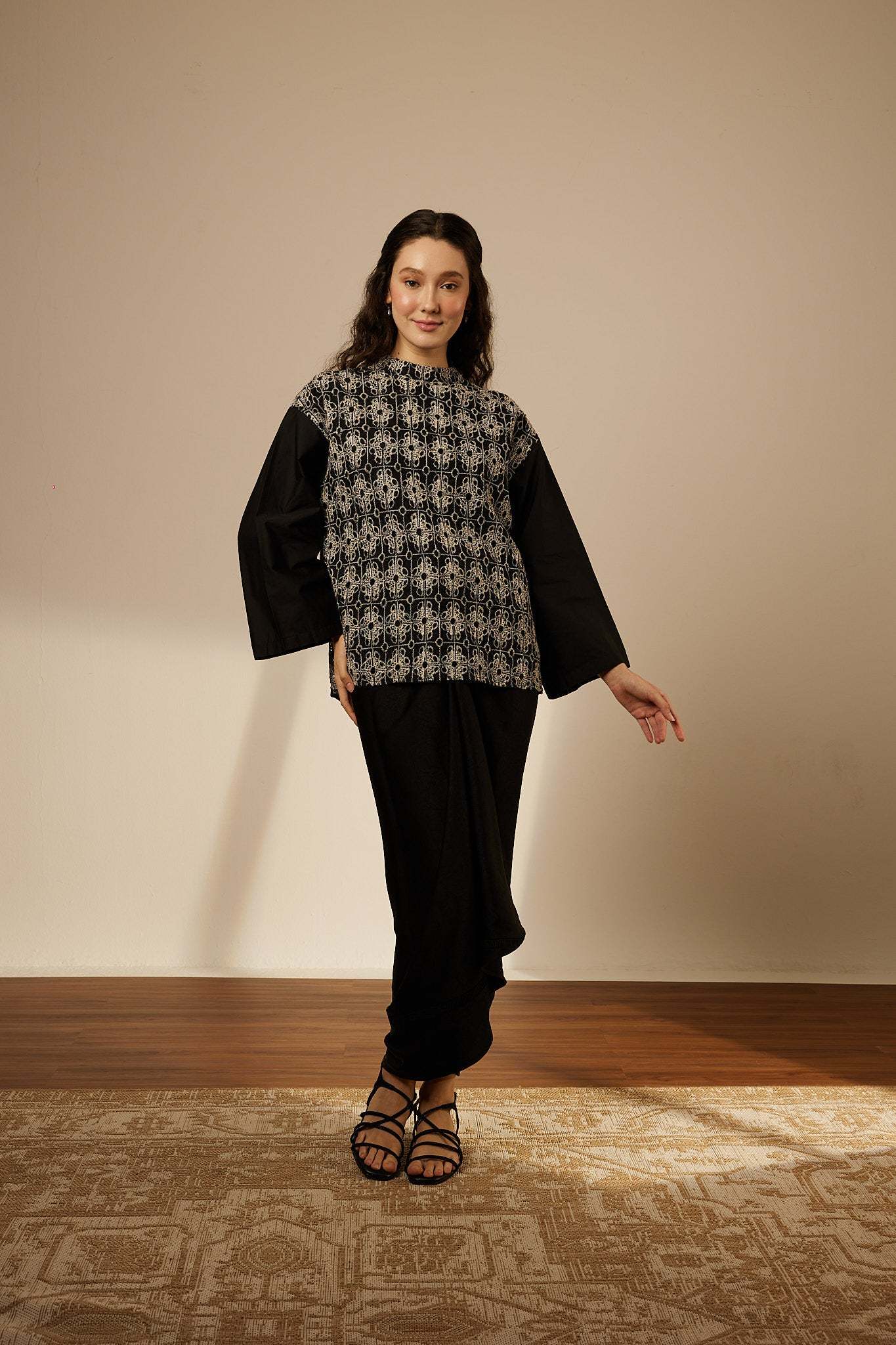 Maria Black Lace Top With Pareo Skirt
