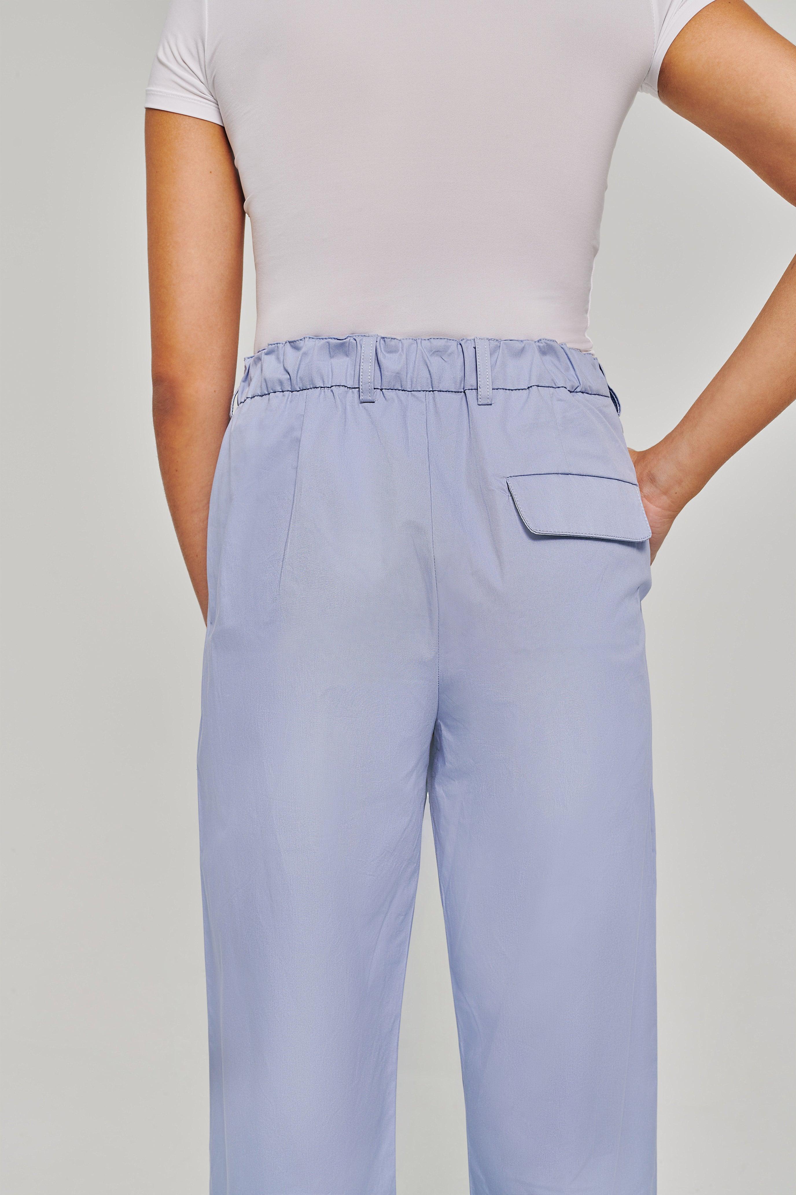 Double Powder Blue Pleated Pants - Mimpikita