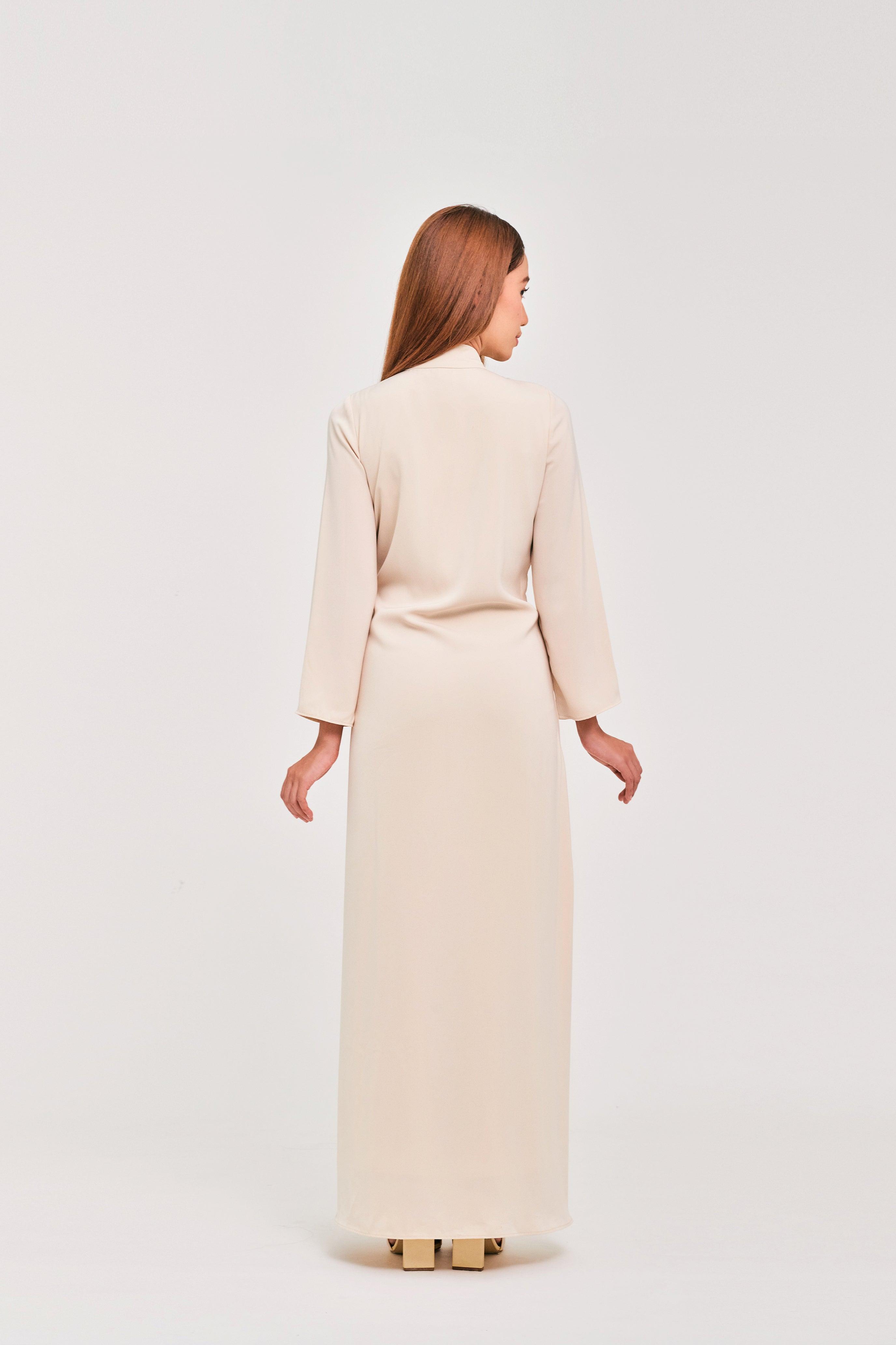 Ivory Buttoned Wrap Dress - Mimpikita
