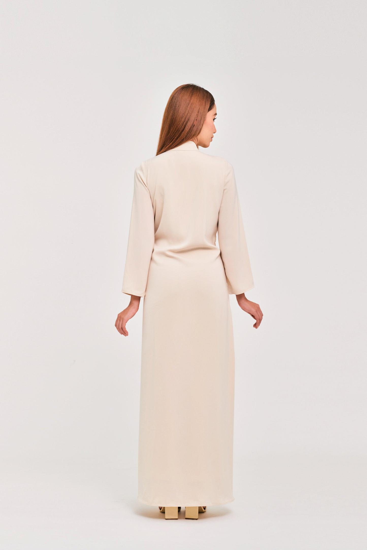 Ivory Buttoned Wrap Dress - Mimpikita
