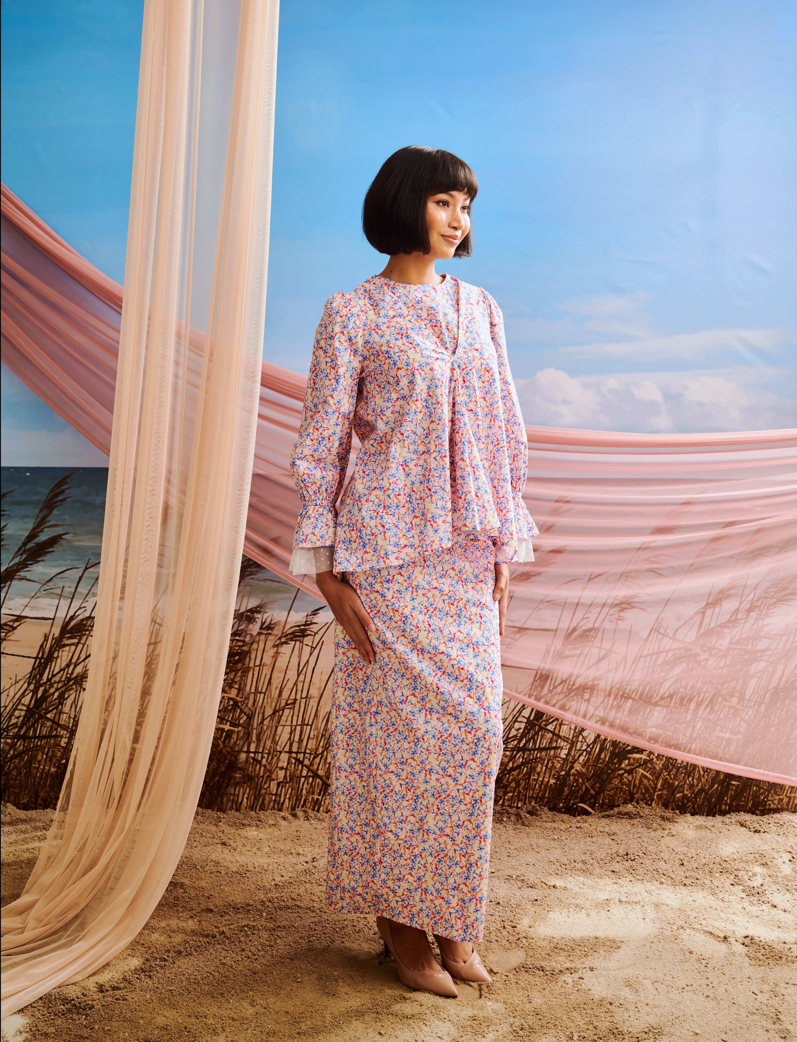 Kasih Puff Sleeves Baju Kurung Set