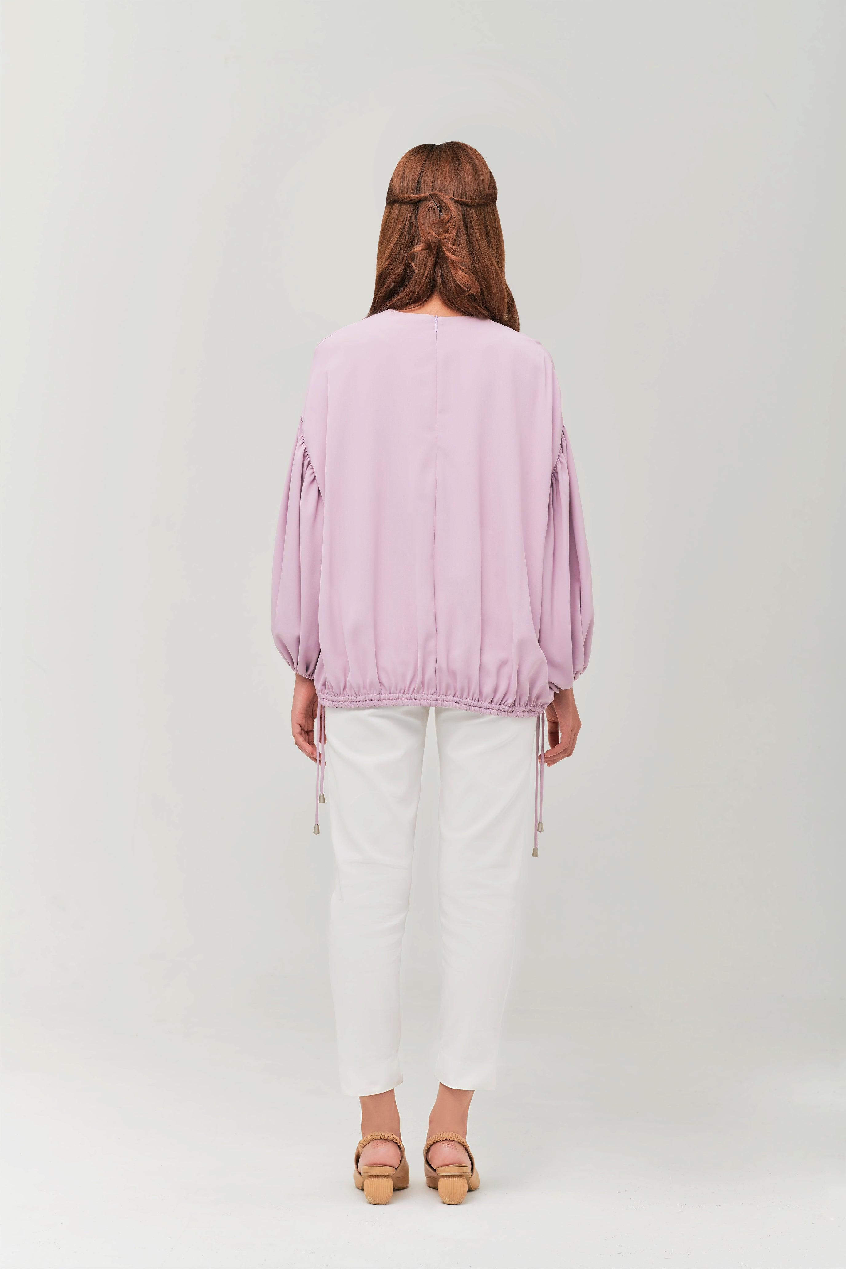 Maeve Lilac Color Balloon Sleeve Top