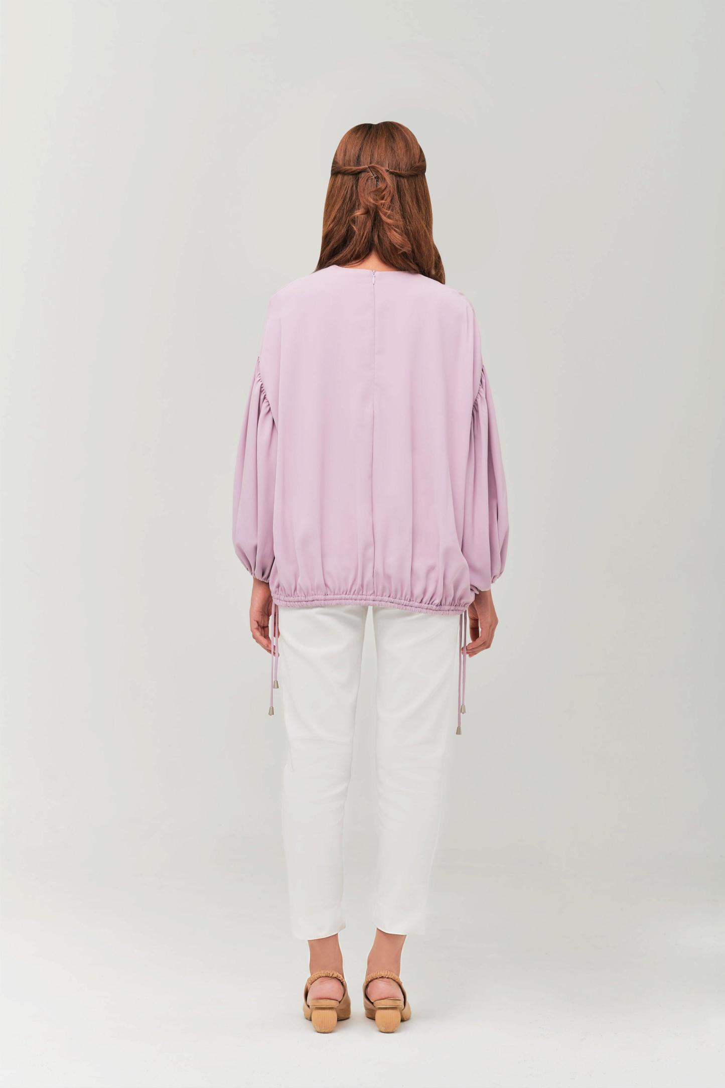Maeve Lilac Color Balloon Sleeve Top